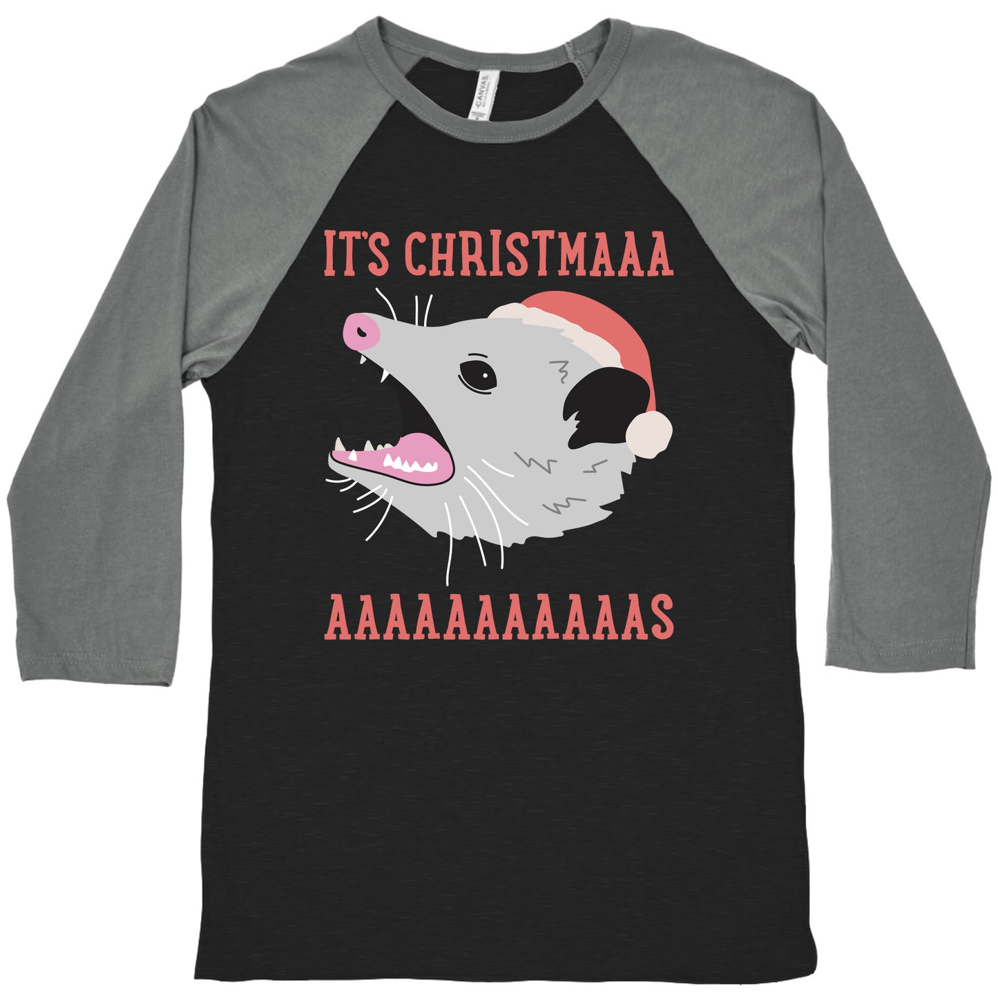 It's Christmas Screaming Opossum Baseball Tee