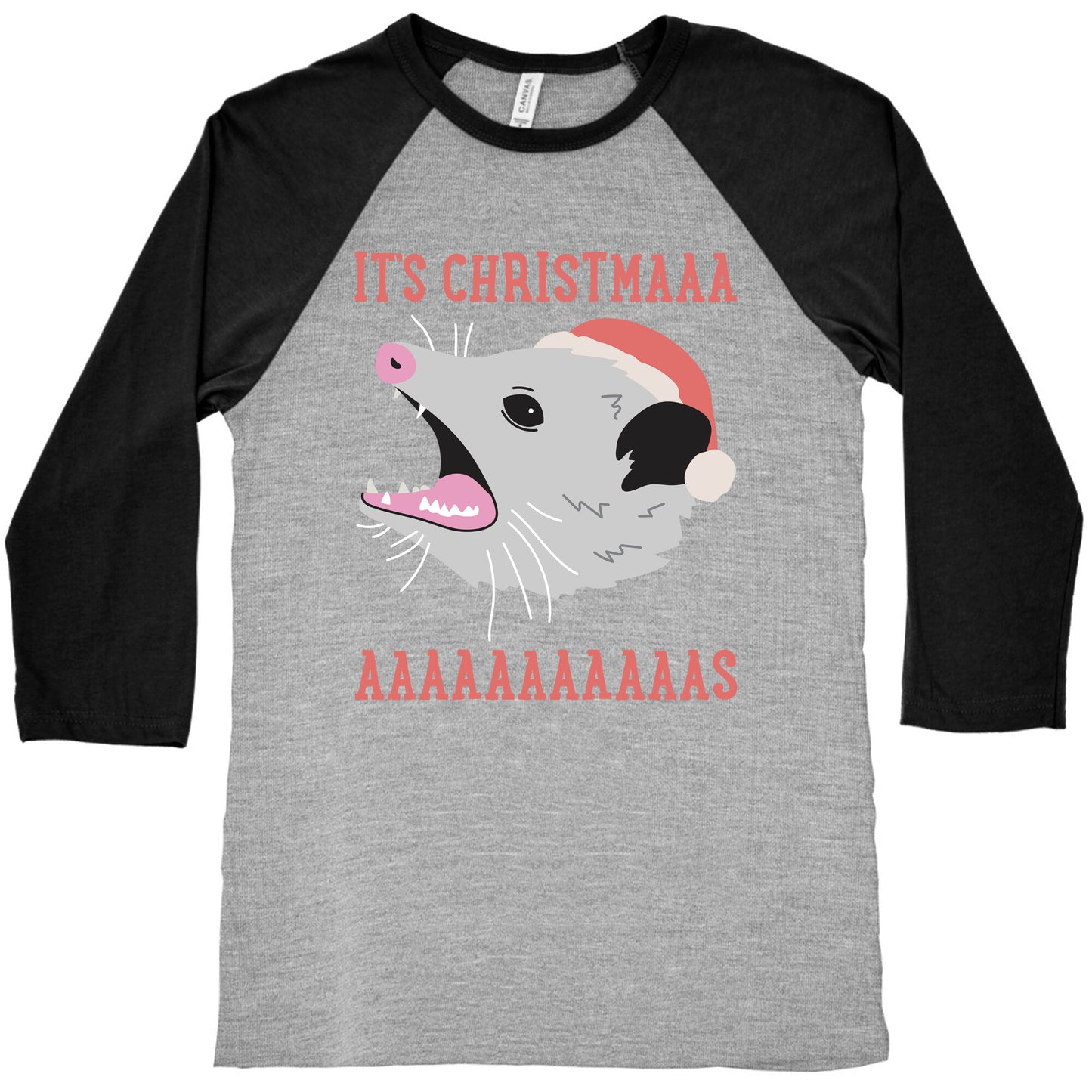 It's Christmas Screaming Opossum Baseball Tee