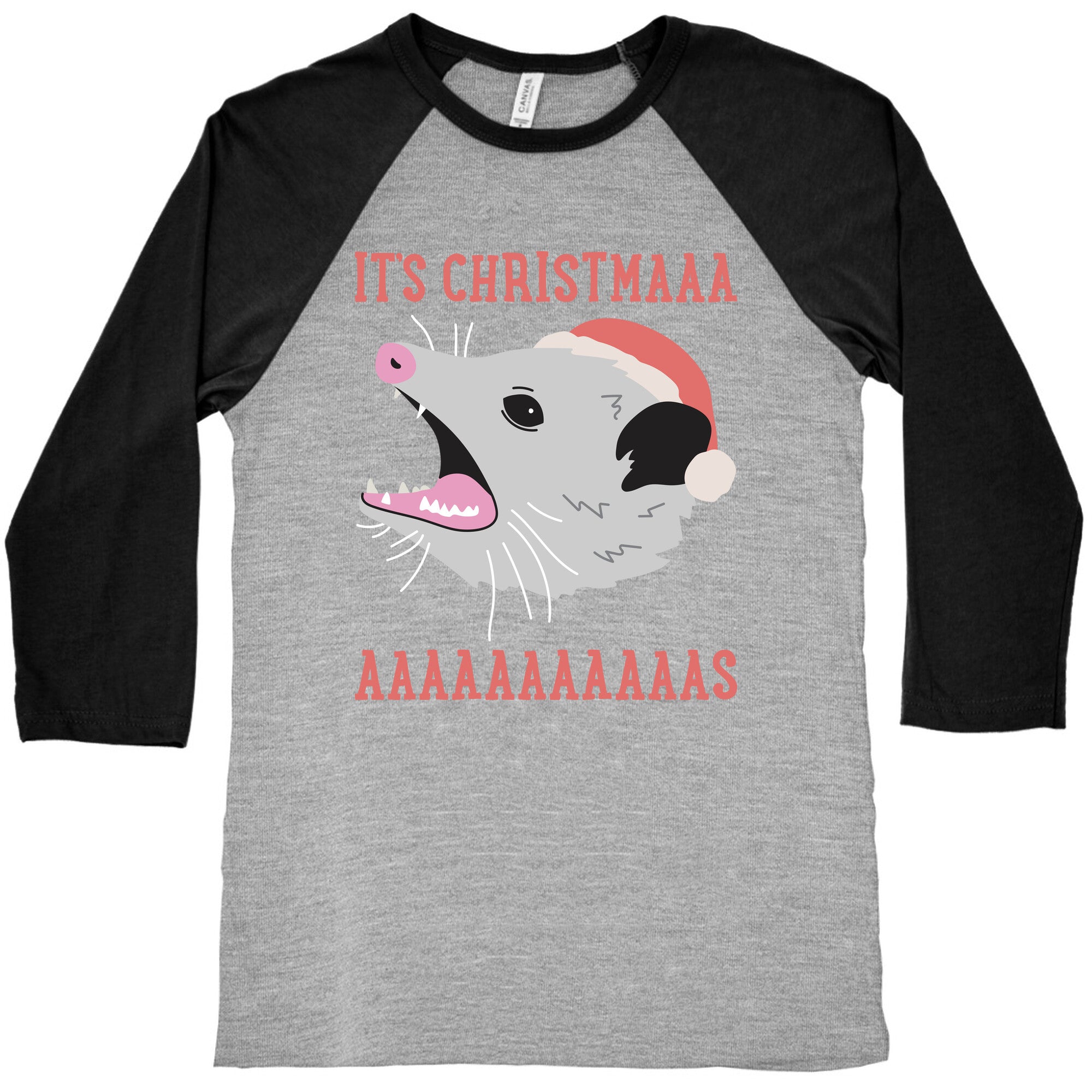It's Christmas Screaming Opossum Baseball Tee