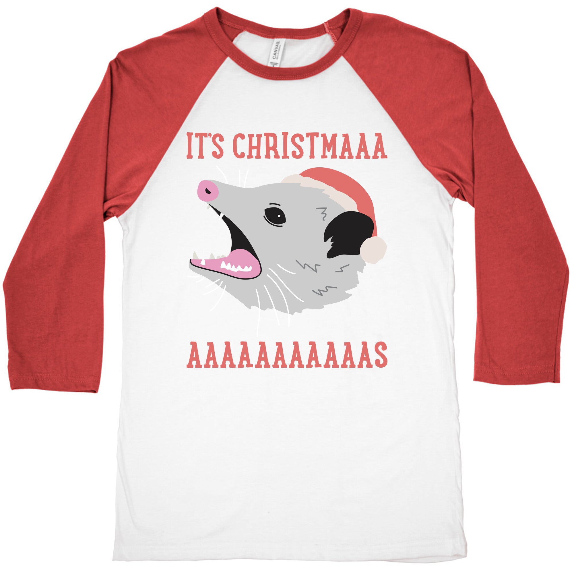 It's Christmas Screaming Opossum Baseball Tee