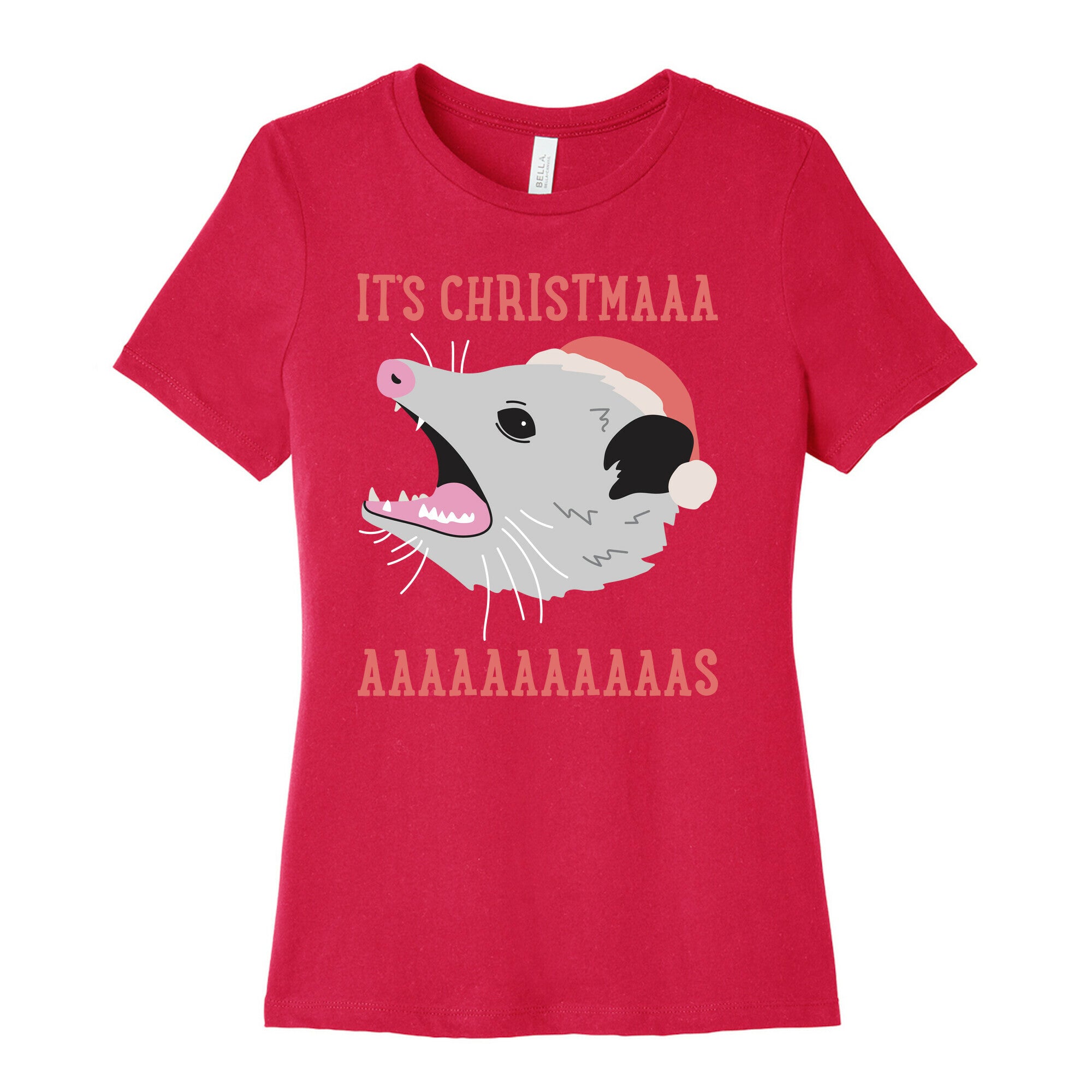 It's Christmas Screaming Opossum Women's Cotton Tee