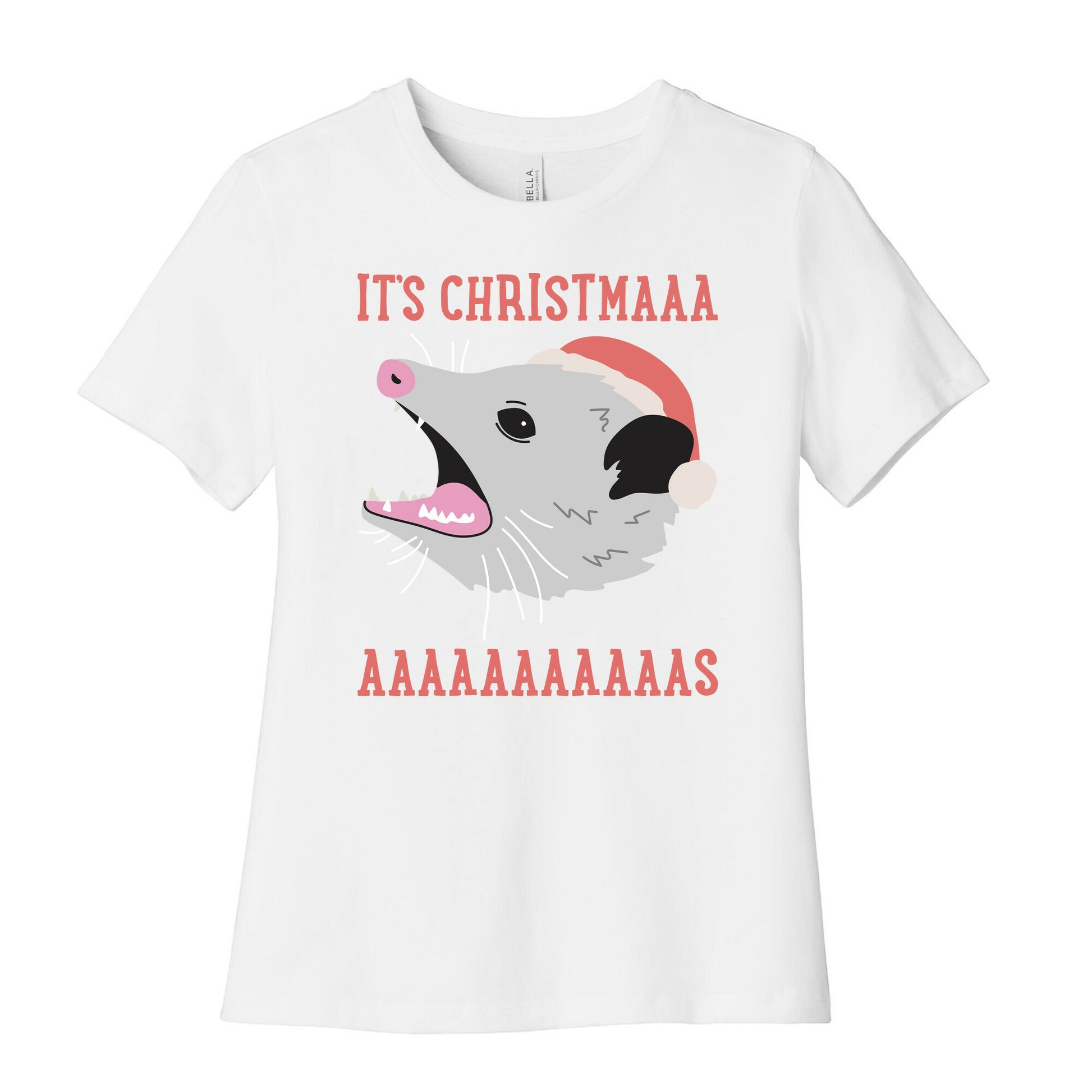 It's Christmas Screaming Opossum Women's Cotton Tee