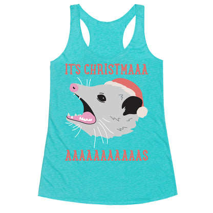 It's Christmas Screaming Opossum Racerback Tank