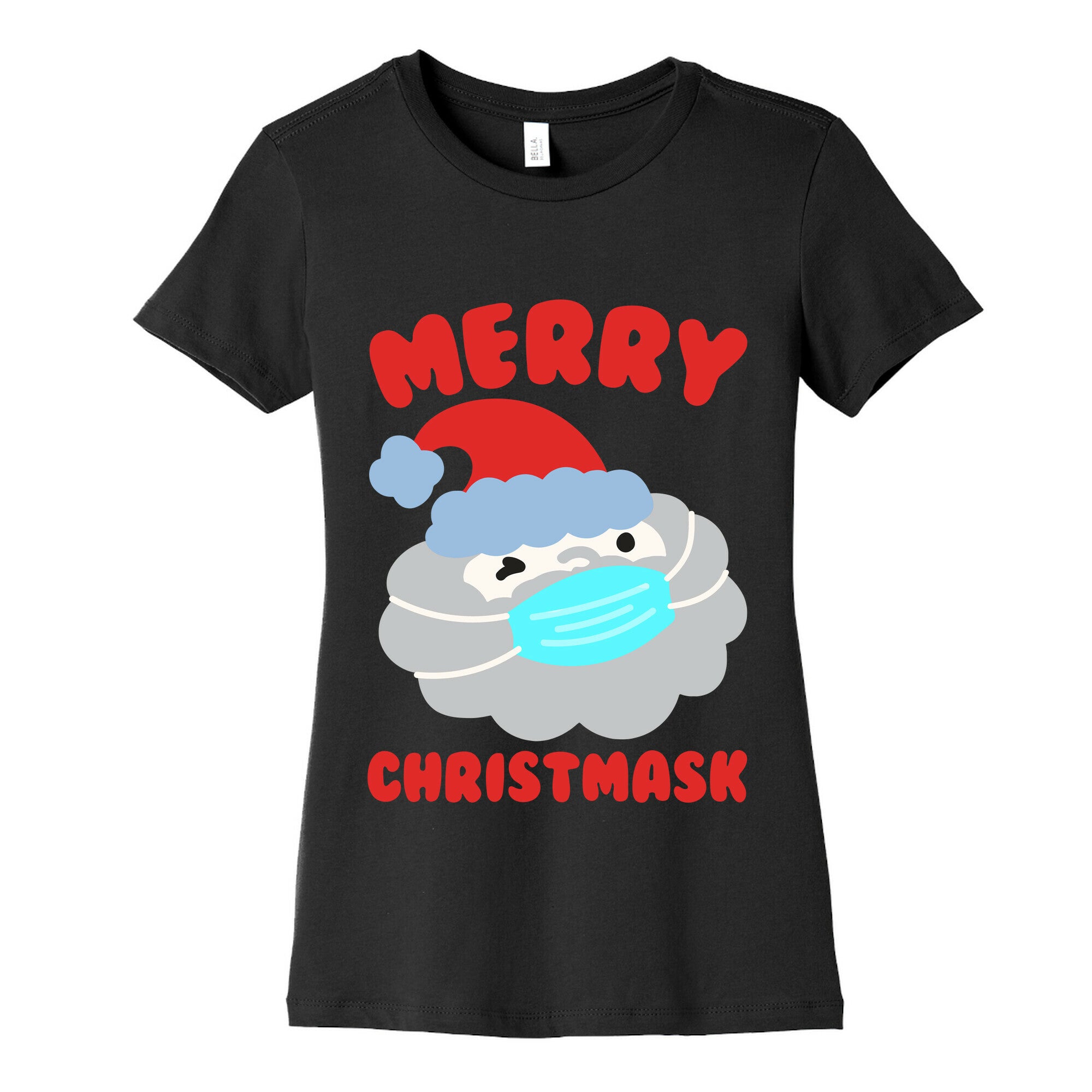 Merry Christmask White Print Women's Cotton Tee