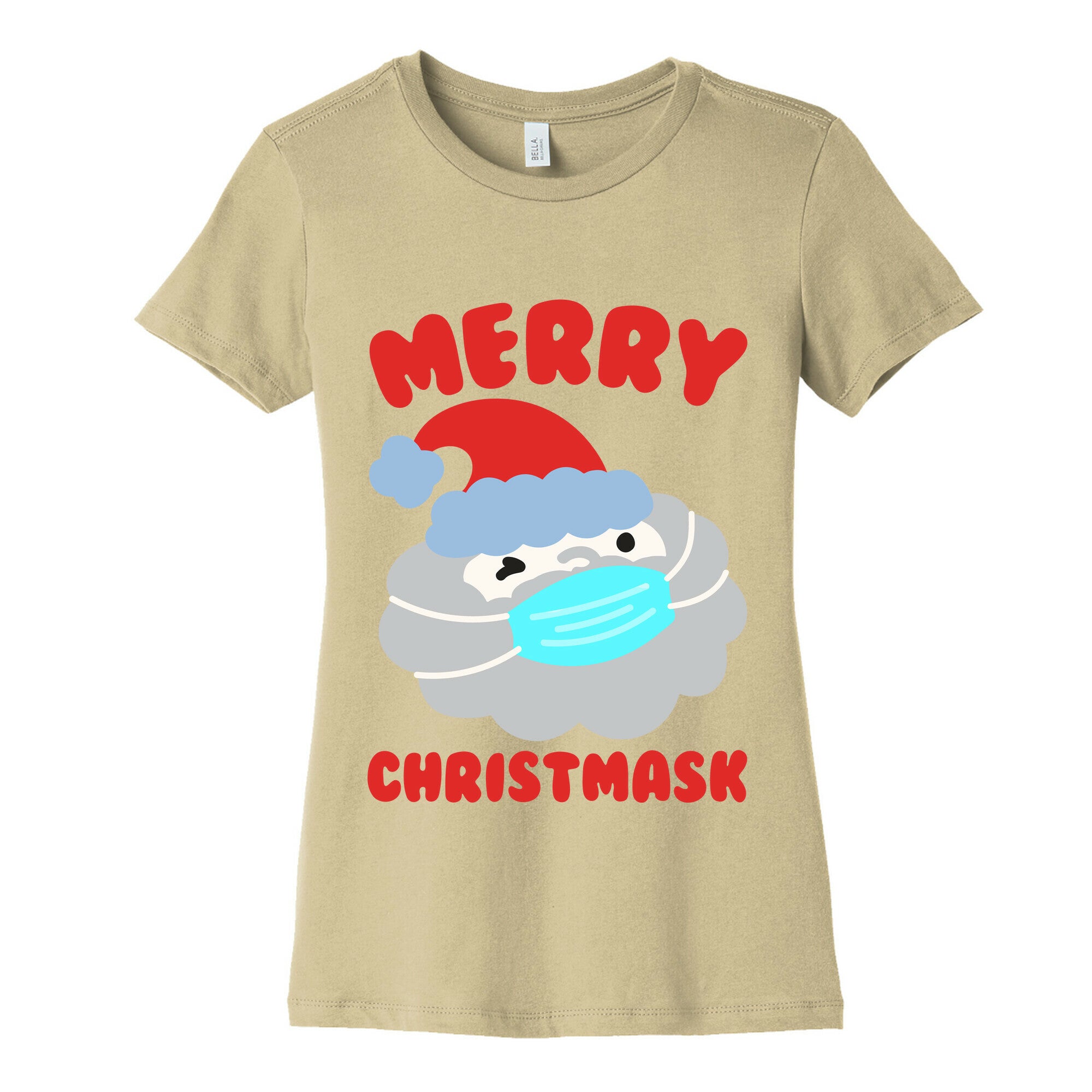 Merry Christmask White Print Women's Cotton Tee