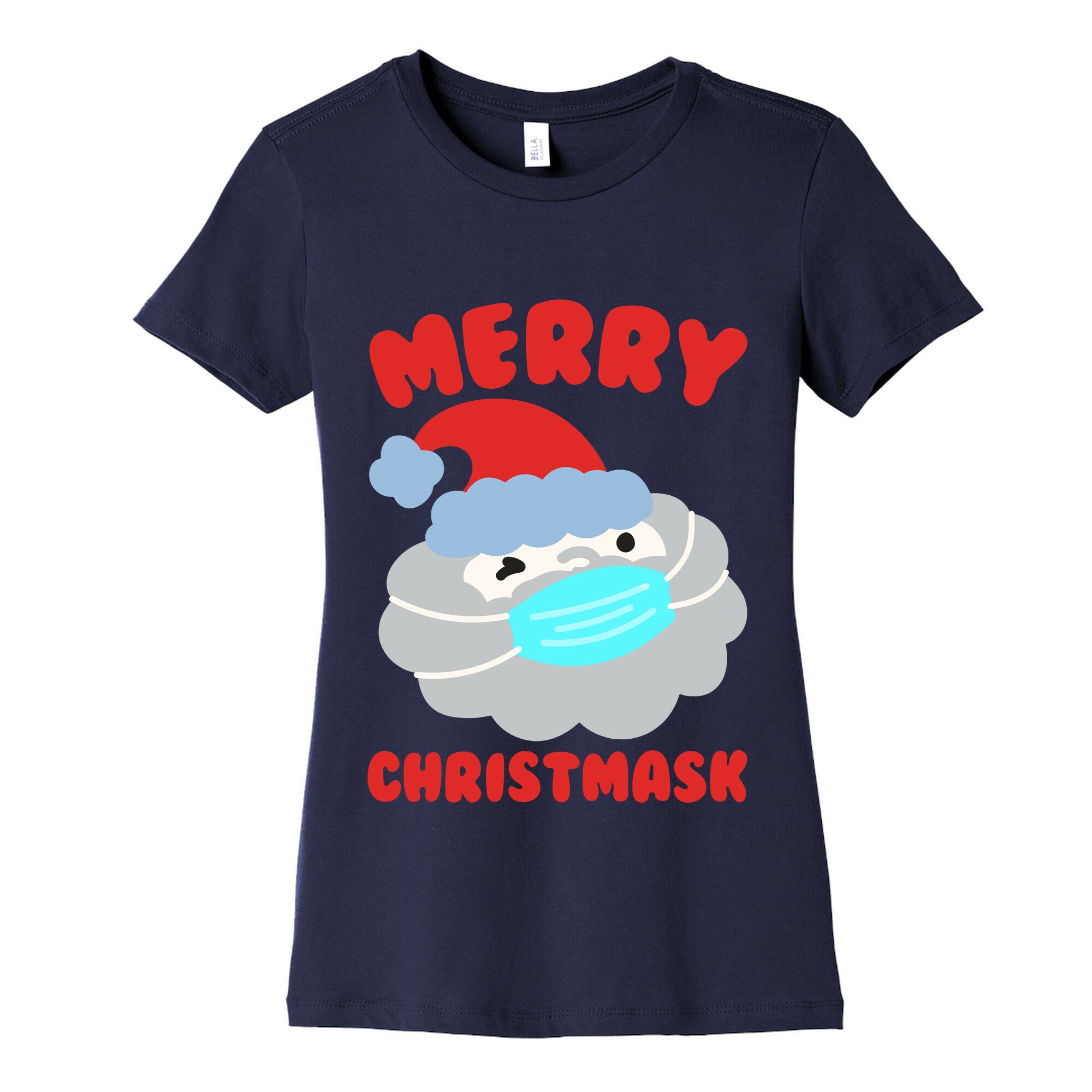 Merry Christmask White Print Women's Cotton Tee
