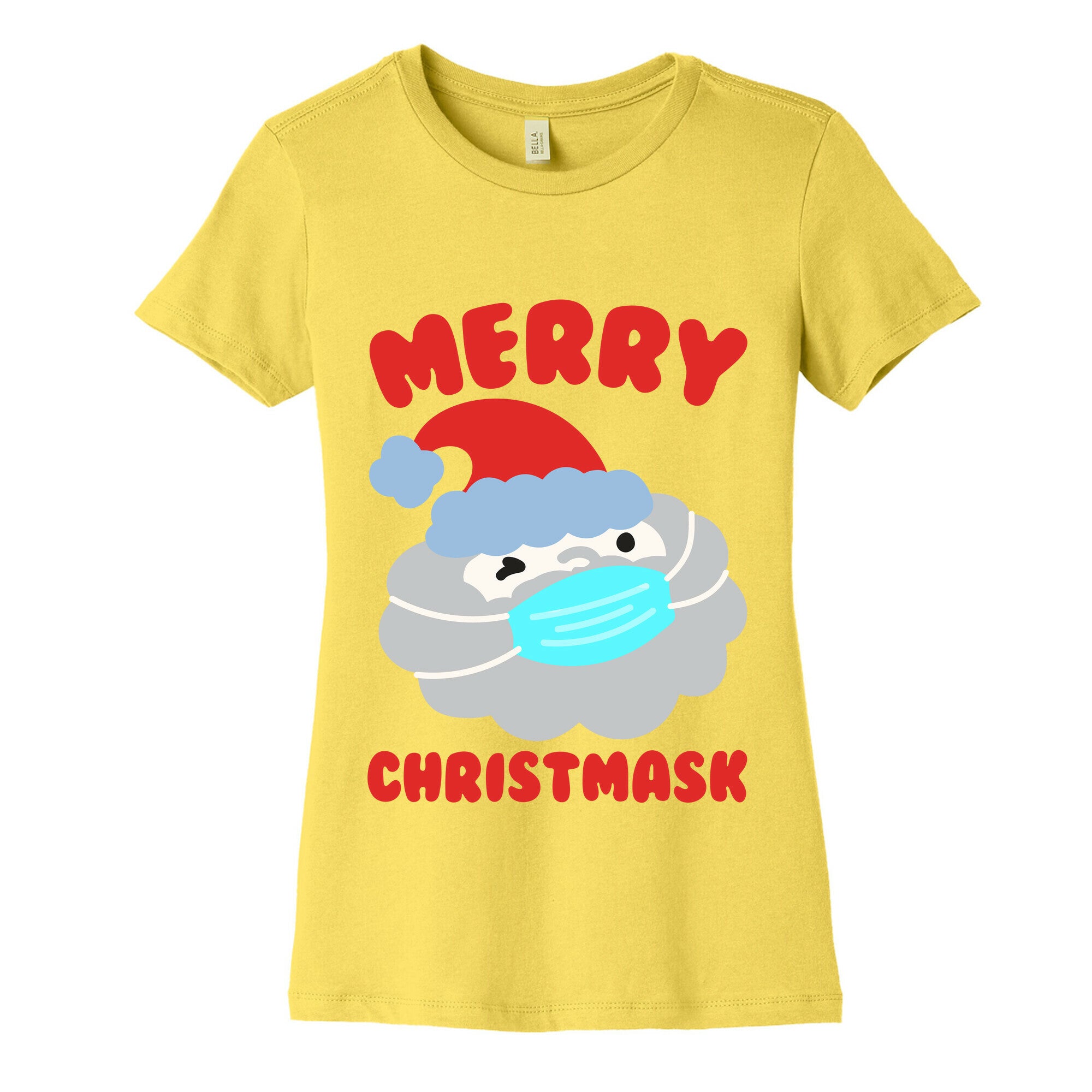 Merry Christmask White Print Women's Cotton Tee