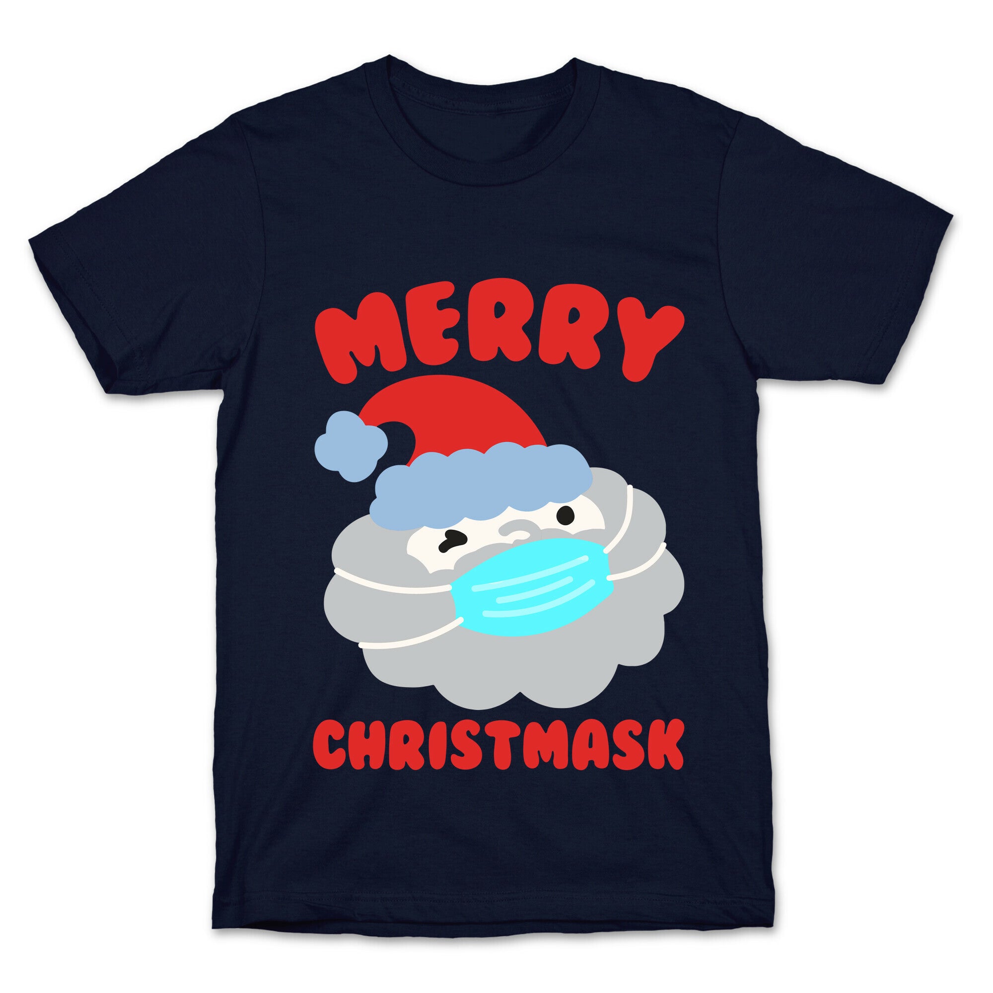 Merry Christmask White Print T-Shirt
