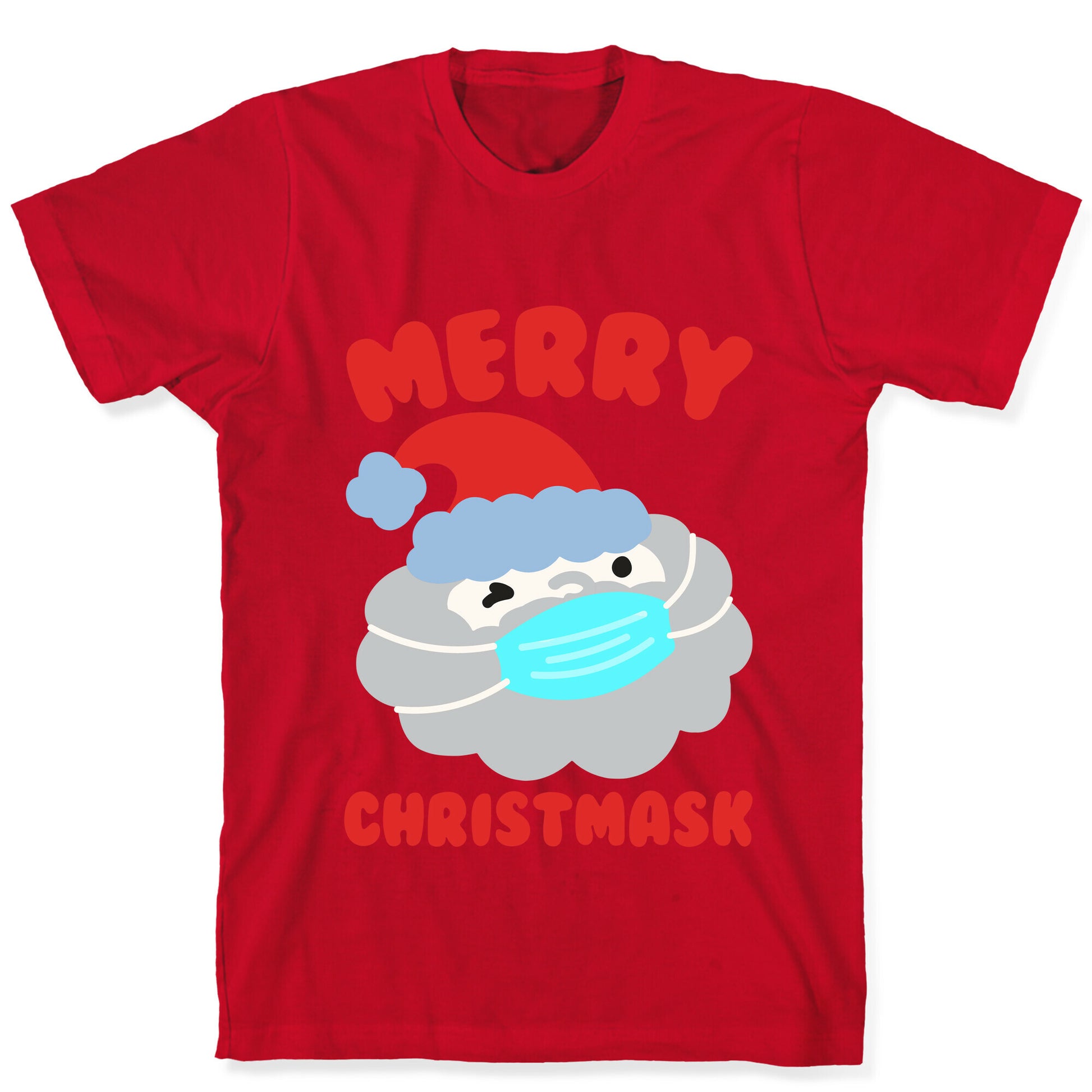 Merry Christmask White Print T-Shirt