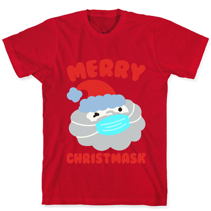 Merry Christmask White Print T-Shirt