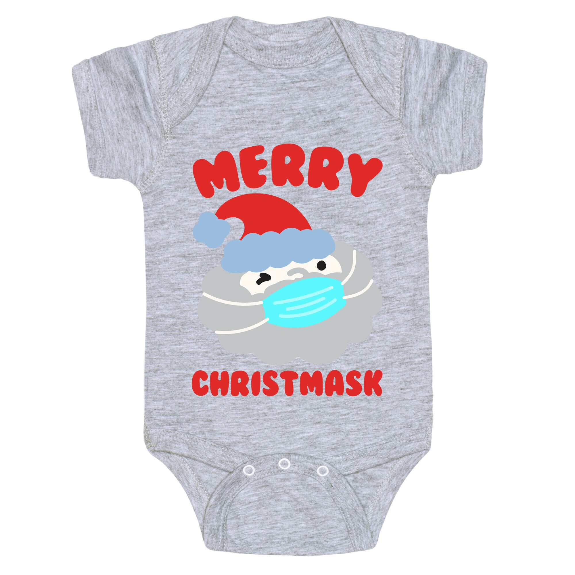 Merry Christmask White Print Baby One Piece