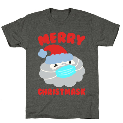 Merry Christmask White Print Unisex Triblend Tee