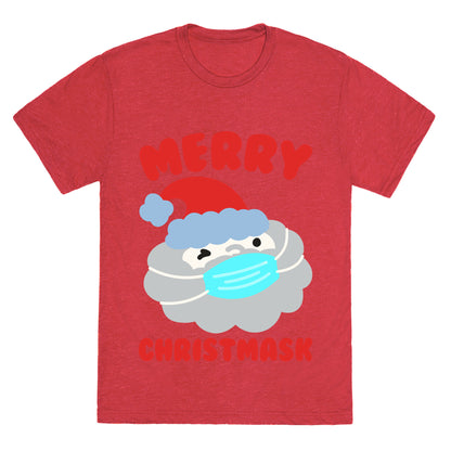 Merry Christmask White Print Unisex Triblend Tee