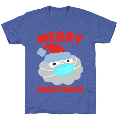 Merry Christmask White Print Unisex Triblend Tee