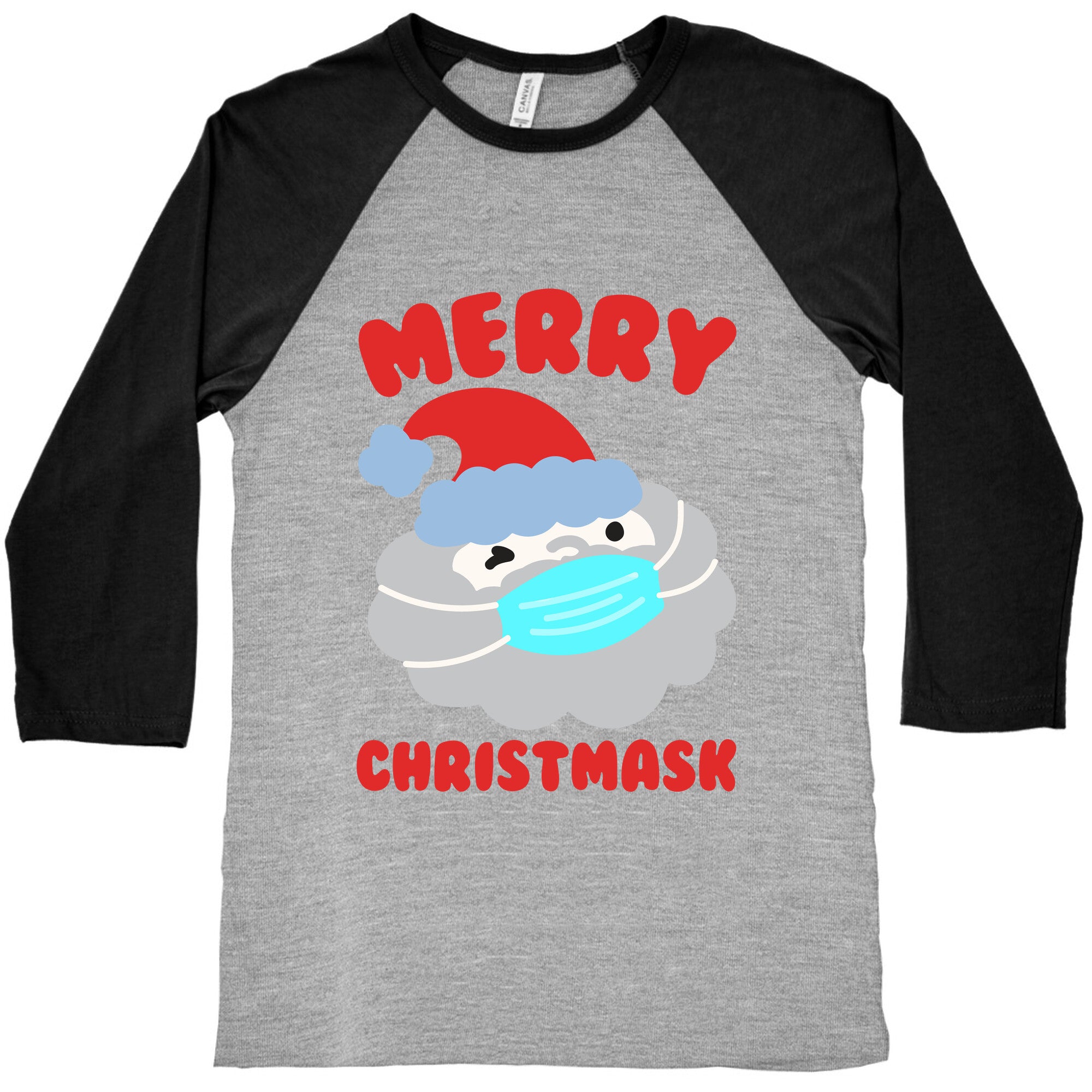 Merry Christmask White Print Baseball Tee