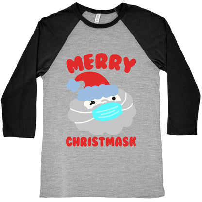 Merry Christmask White Print Baseball Tee