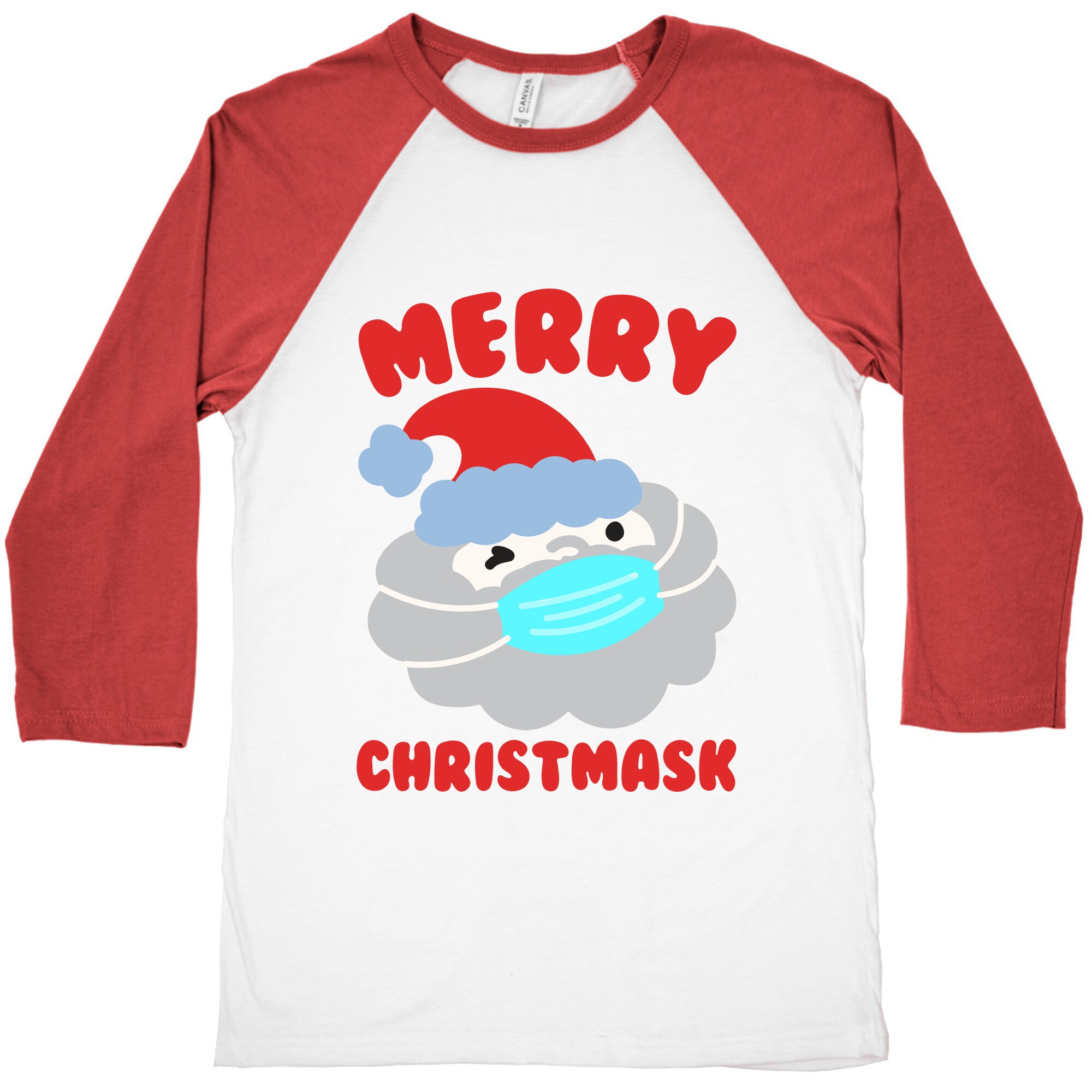 Merry Christmask White Print Baseball Tee
