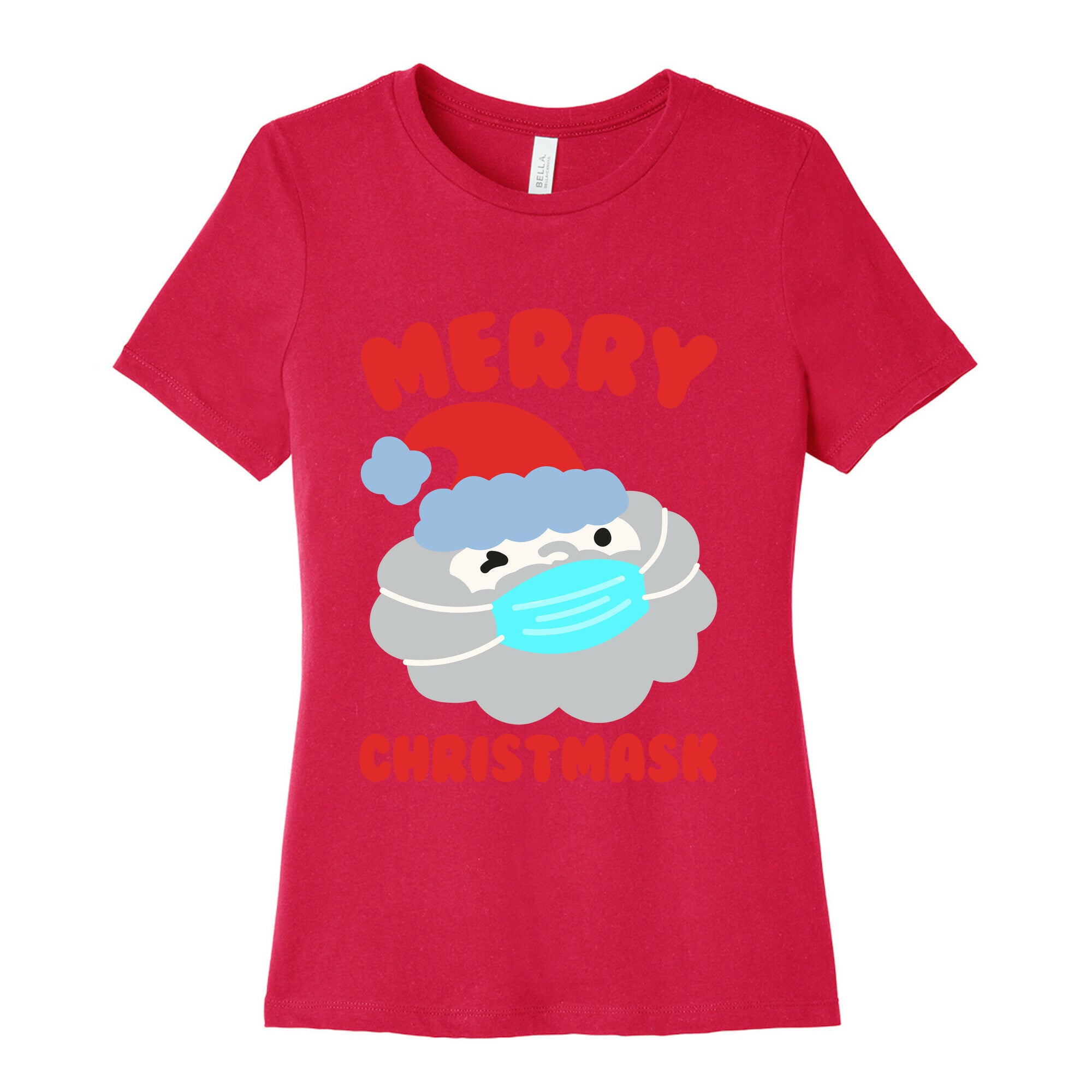 Merry Christmask White Print Women's Cotton Tee