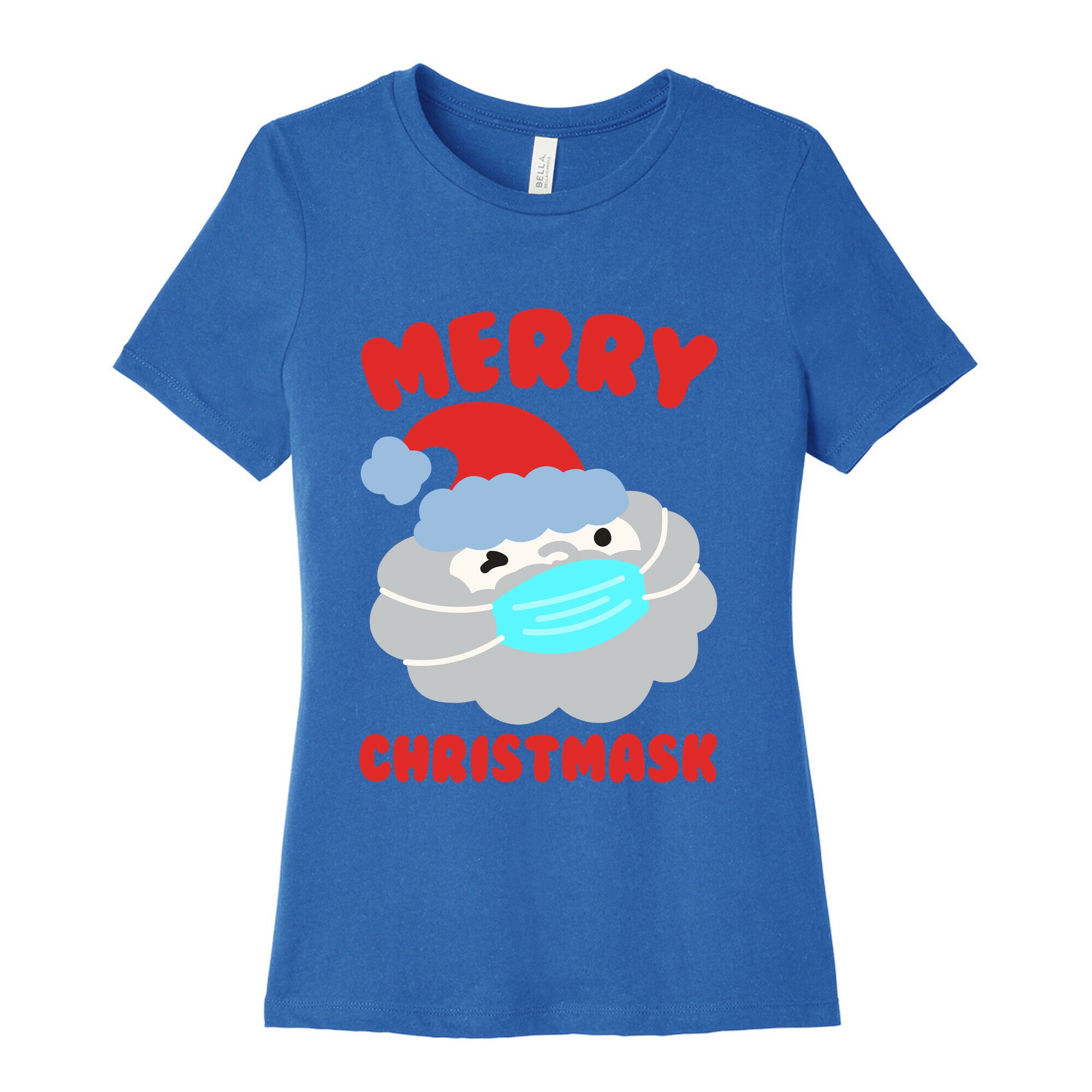 Merry Christmask White Print Women's Cotton Tee