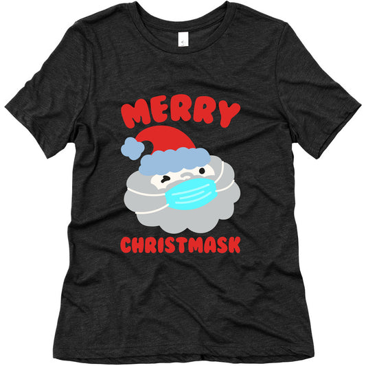 Merry Christmask White Print Women's Triblend Tee