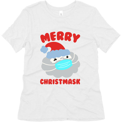 Merry Christmask White Print Women's Triblend Tee