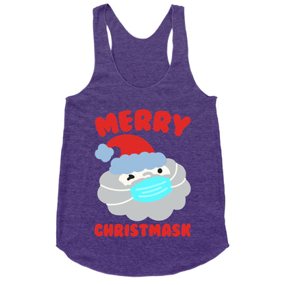 Merry Christmask White Print Racerback Tank