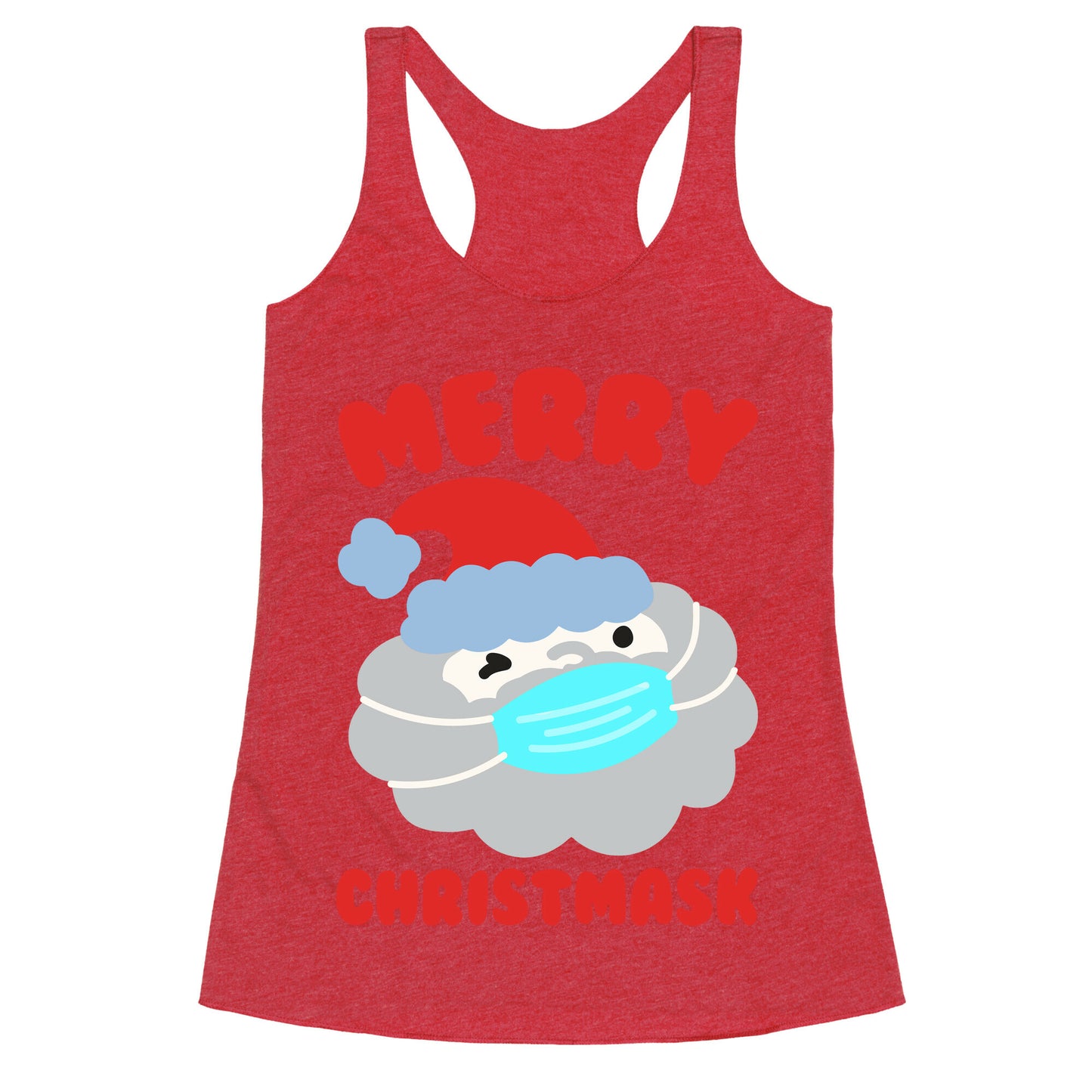 Merry Christmask White Print Racerback Tank