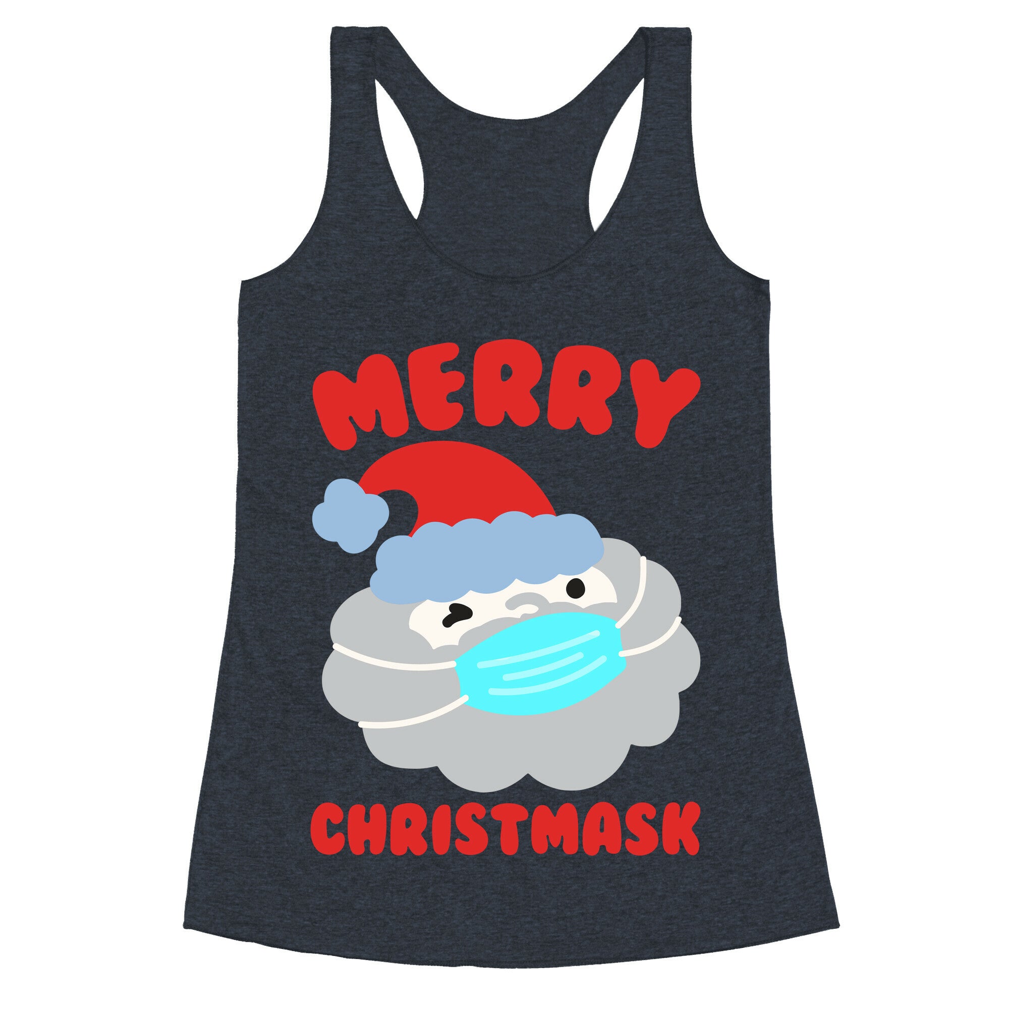 Merry Christmask White Print Racerback Tank