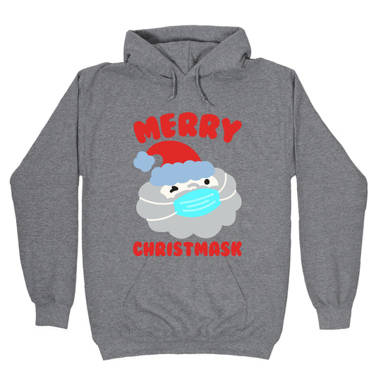 Merry Christmask White Print Hoodie