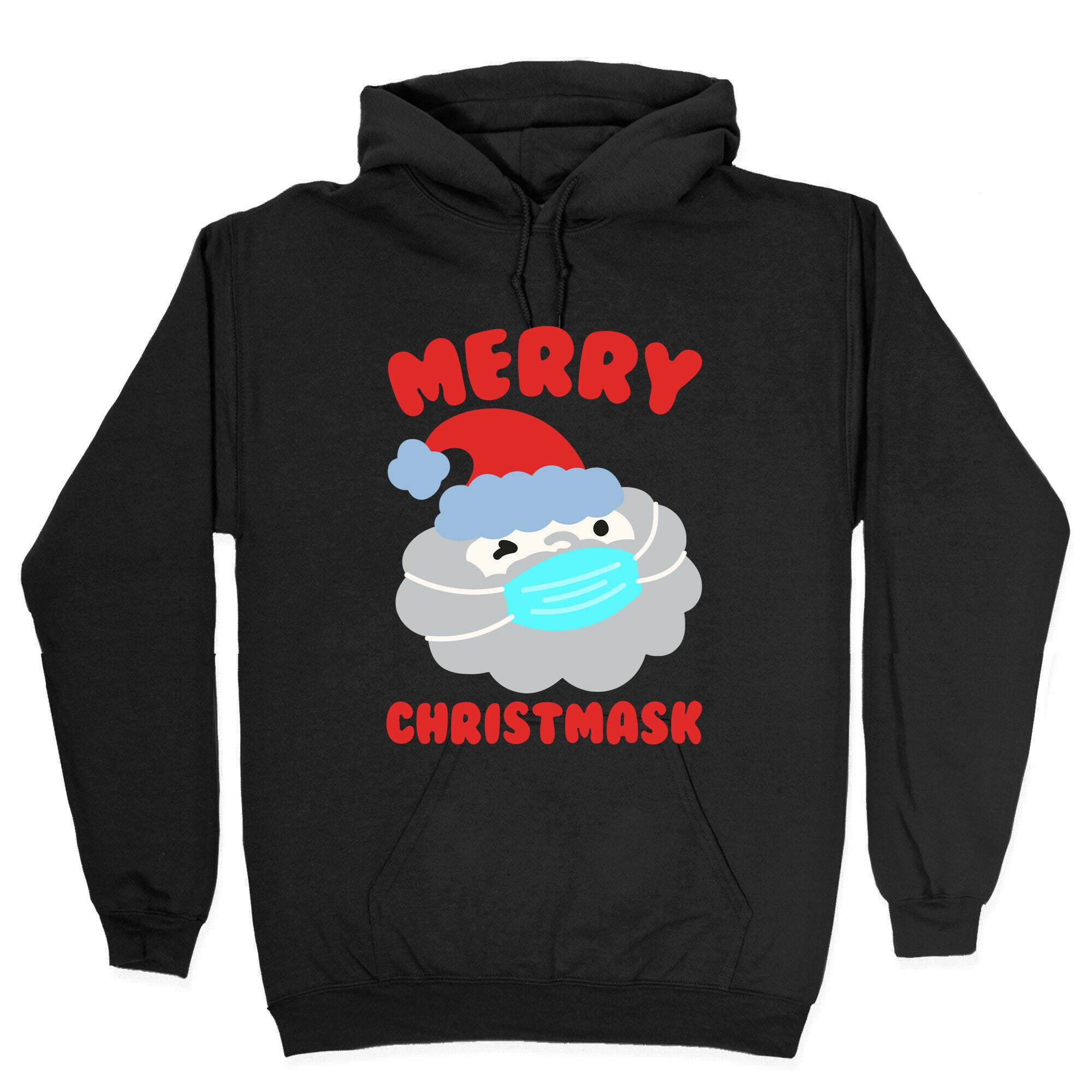 Merry Christmask White Print Hoodie