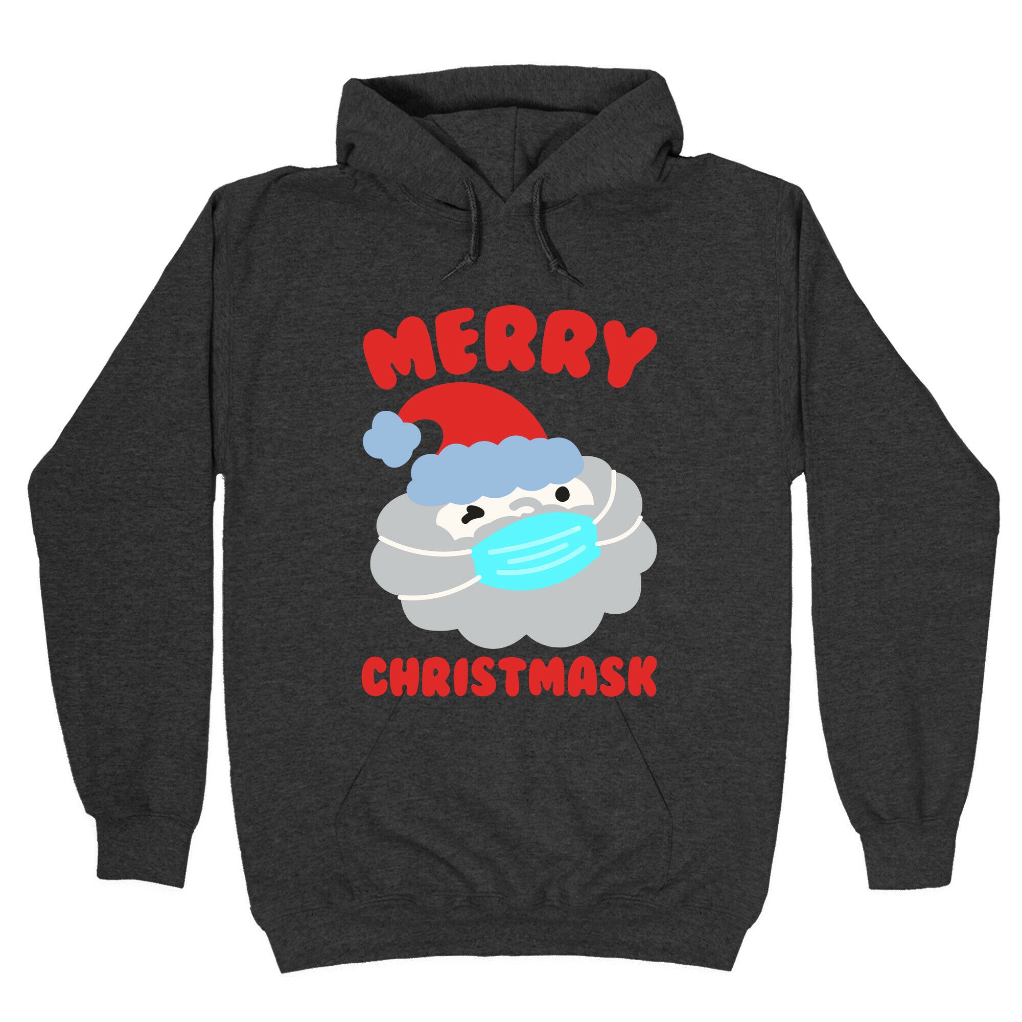 Merry Christmask White Print Hoodie