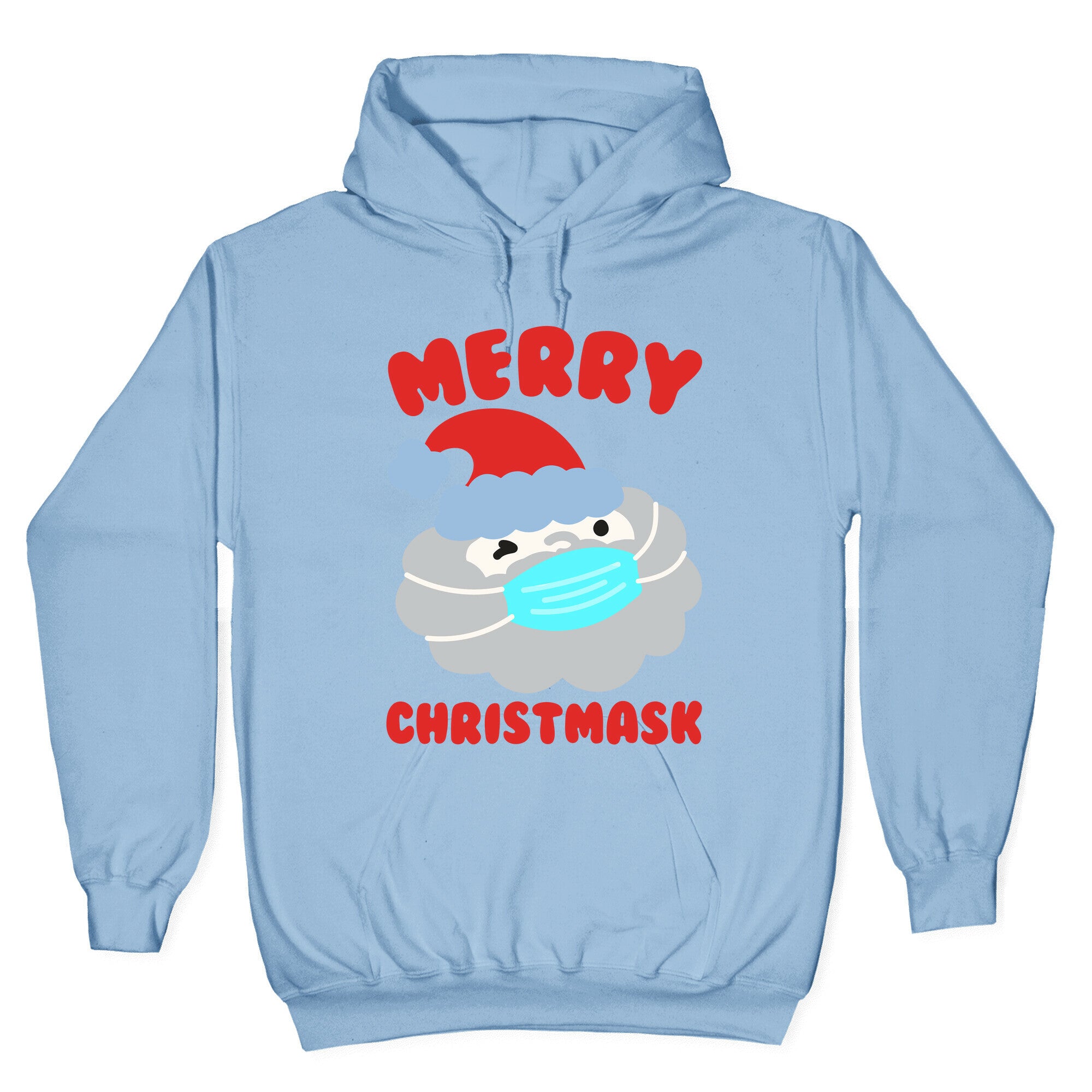 Merry Christmask White Print Hoodie