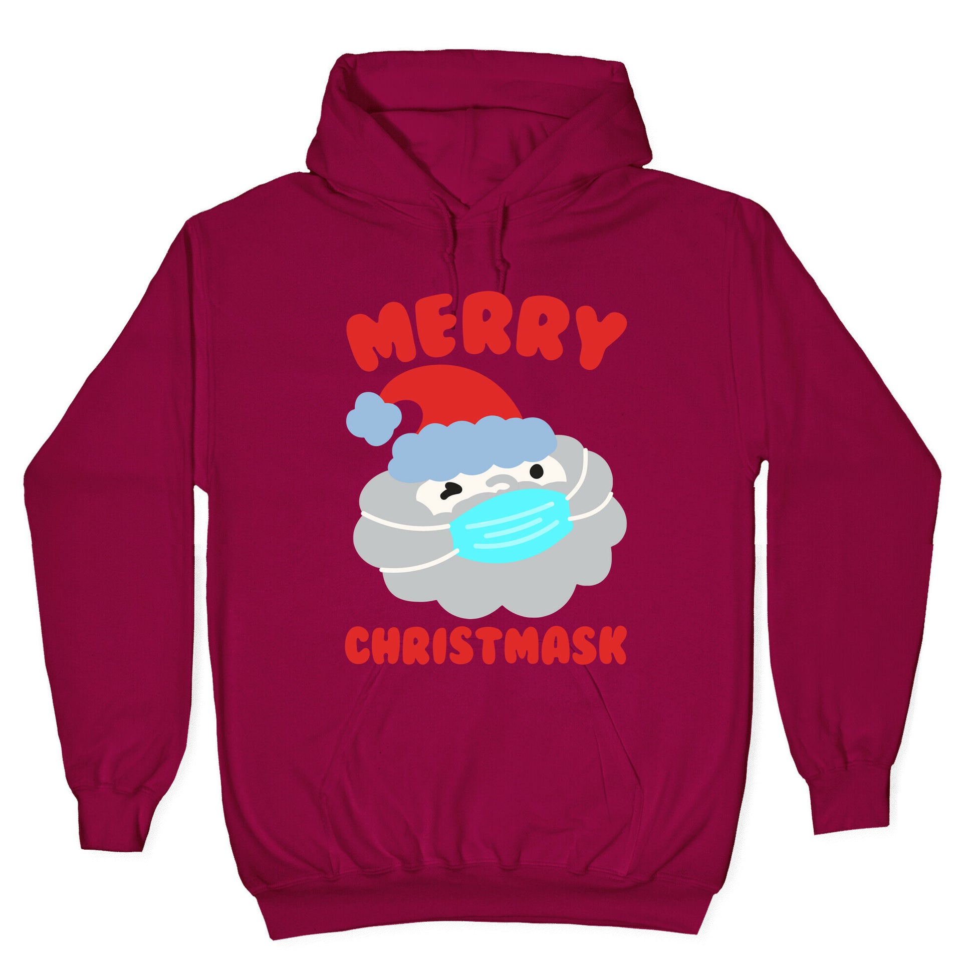 Merry Christmask White Print Hoodie