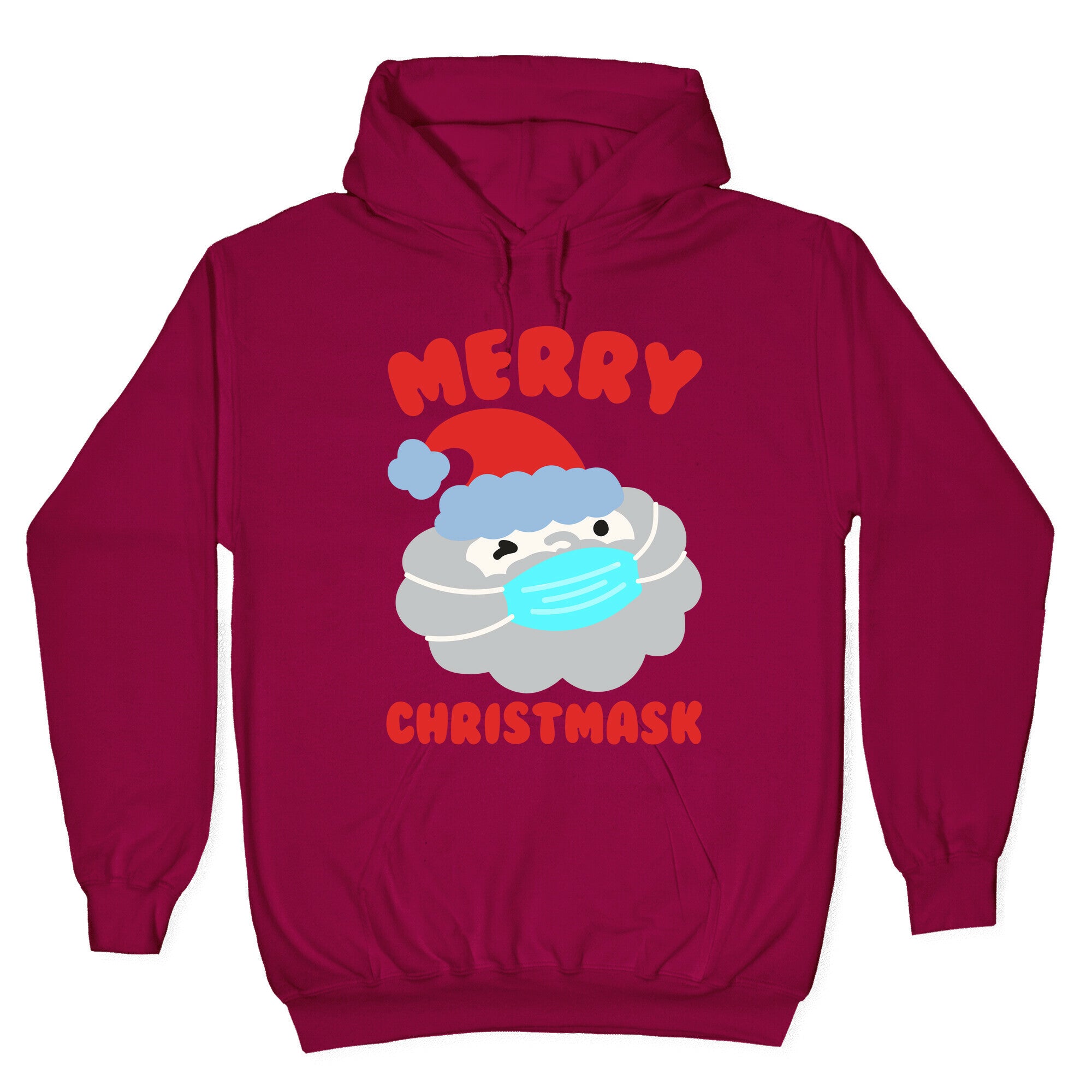 Merry Christmask White Print Hoodie