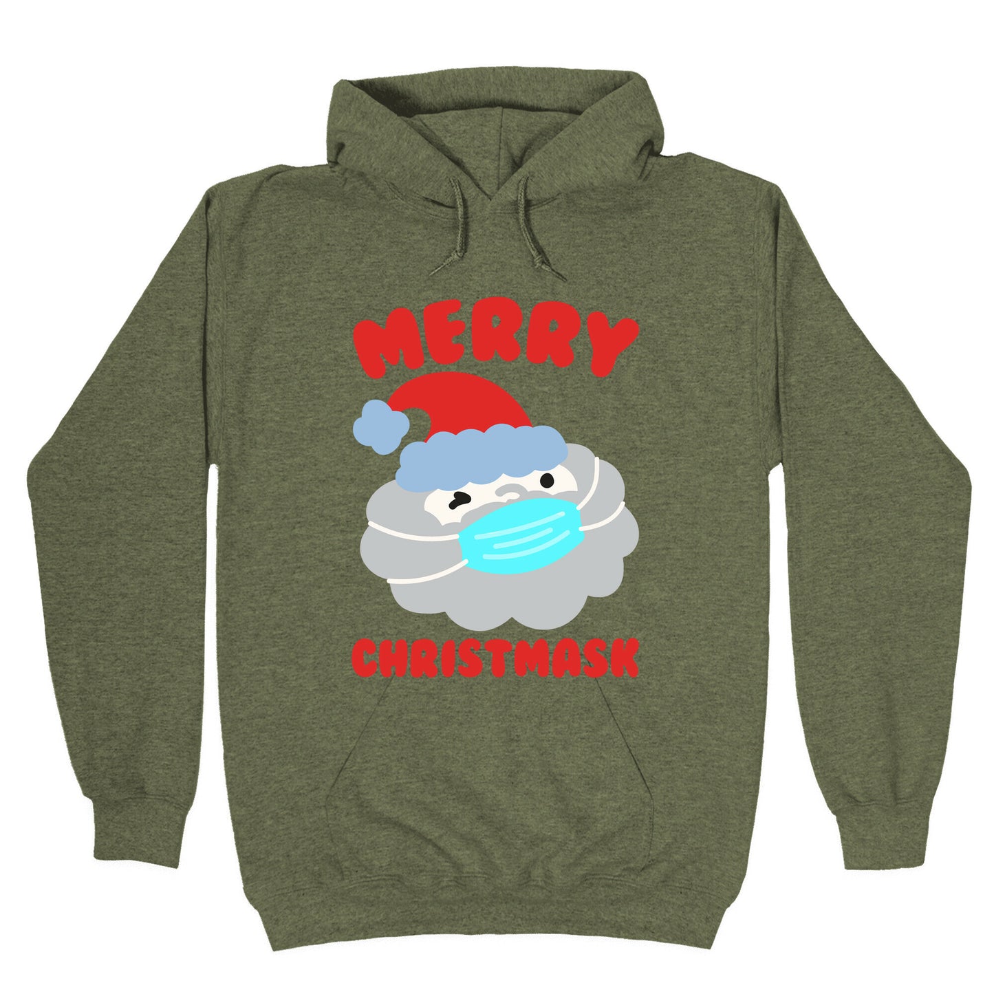 Merry Christmask White Print Hoodie