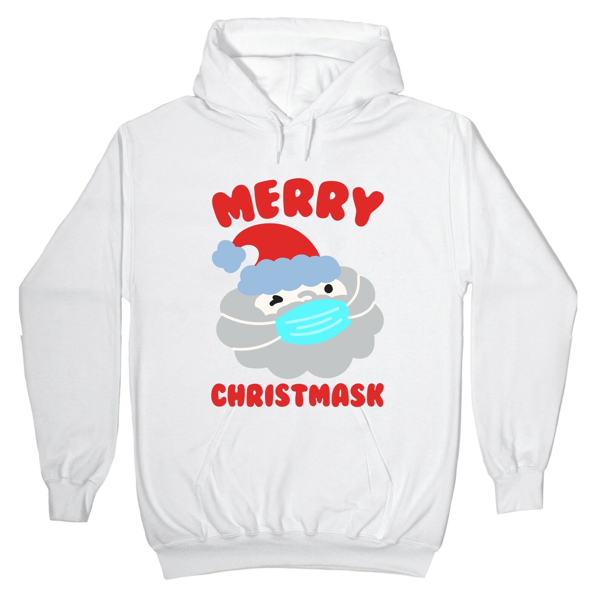 Merry Christmask White Print Hoodie