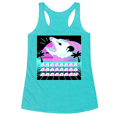 Screaming Retrowave Possum Racerback Tank