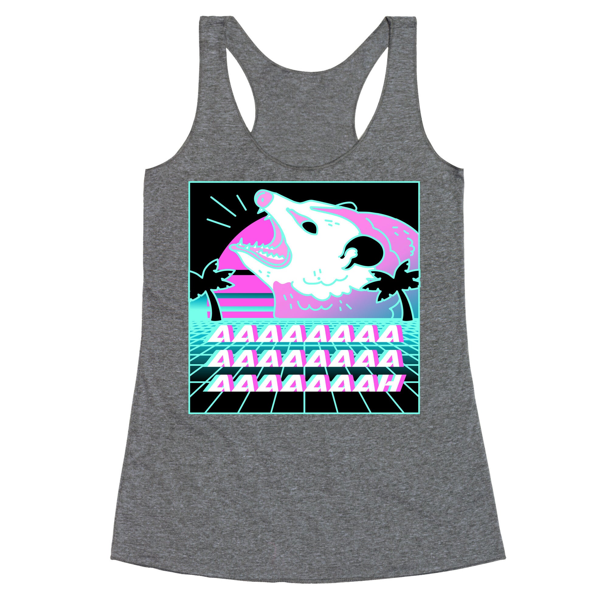 Screaming Retrowave Possum Racerback Tank
