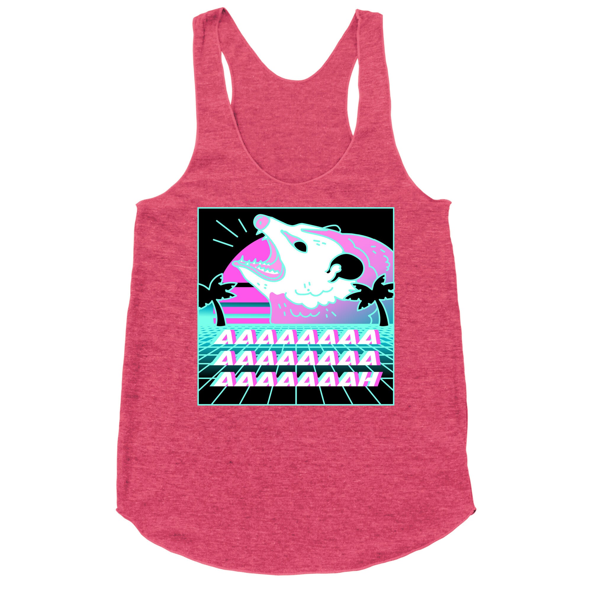 Screaming Retrowave Possum Racerback Tank