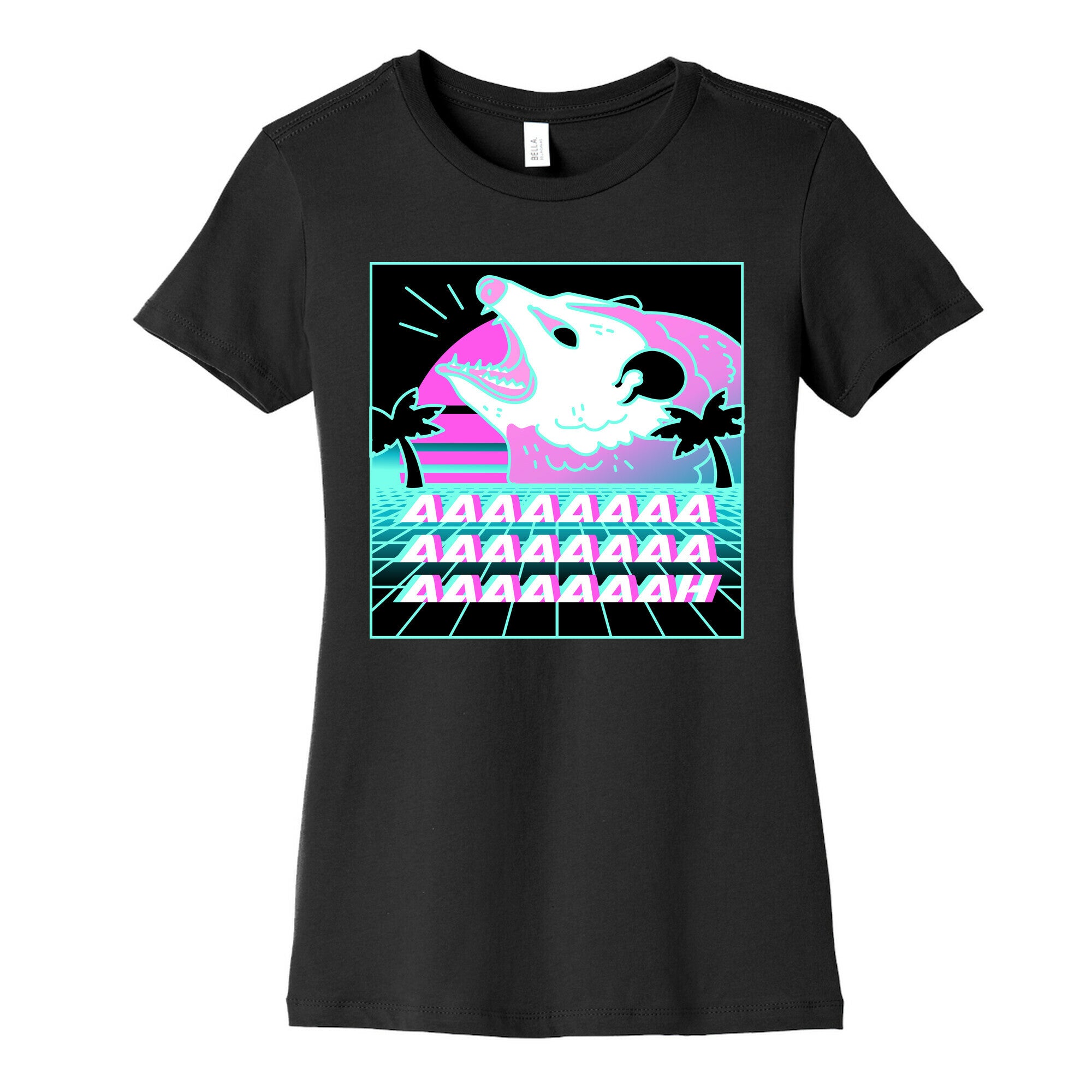 Screaming Retrowave Possum Women's Cotton Tee