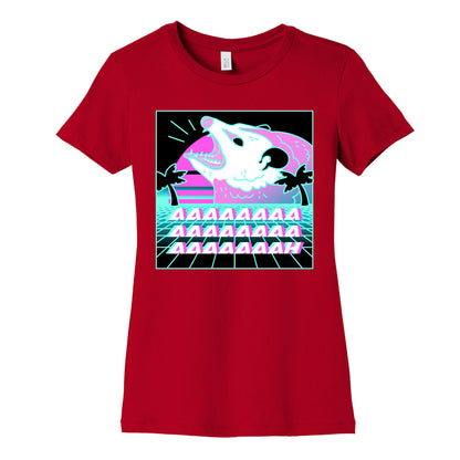 Screaming Retrowave Possum Women's Cotton Tee