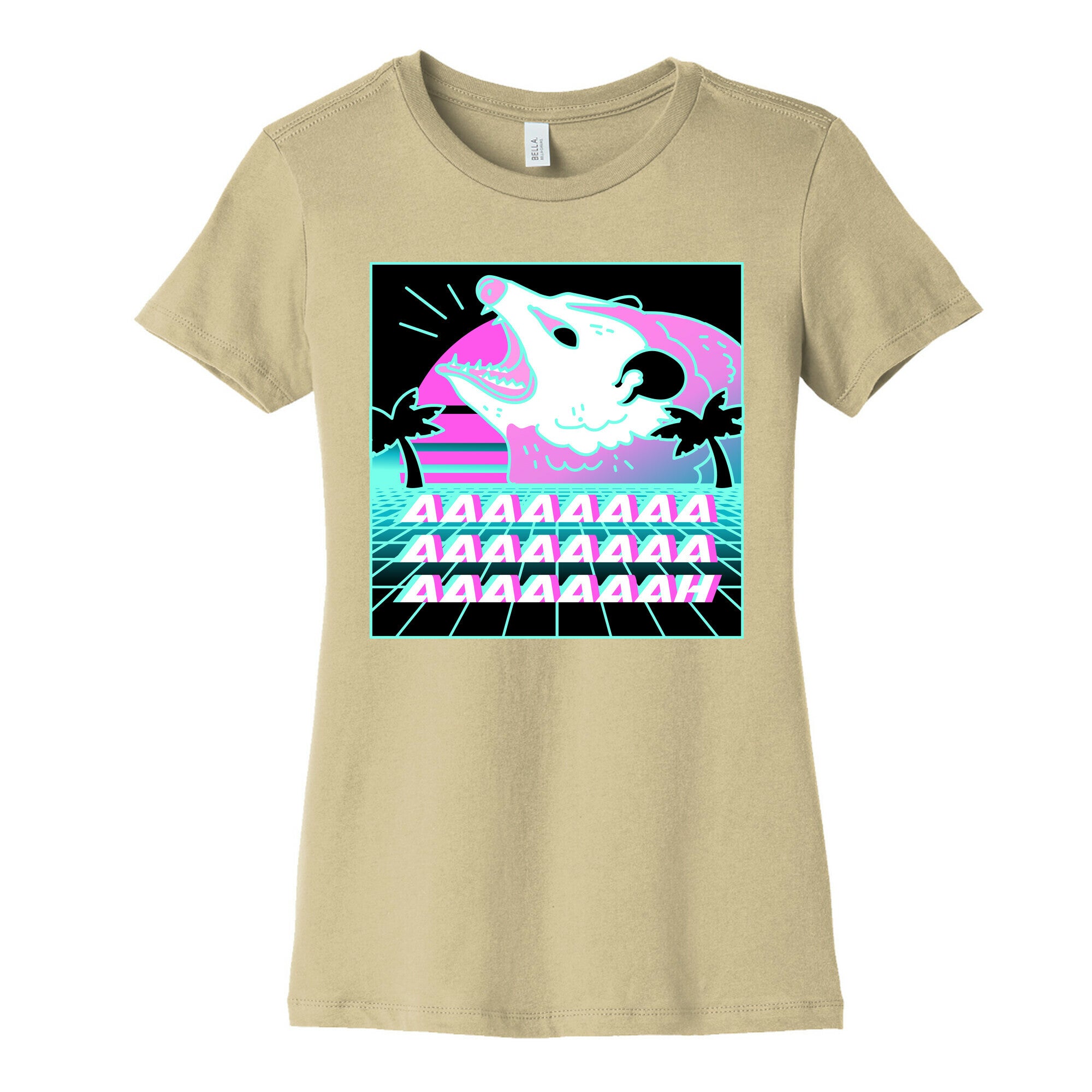 Screaming Retrowave Possum Women's Cotton Tee