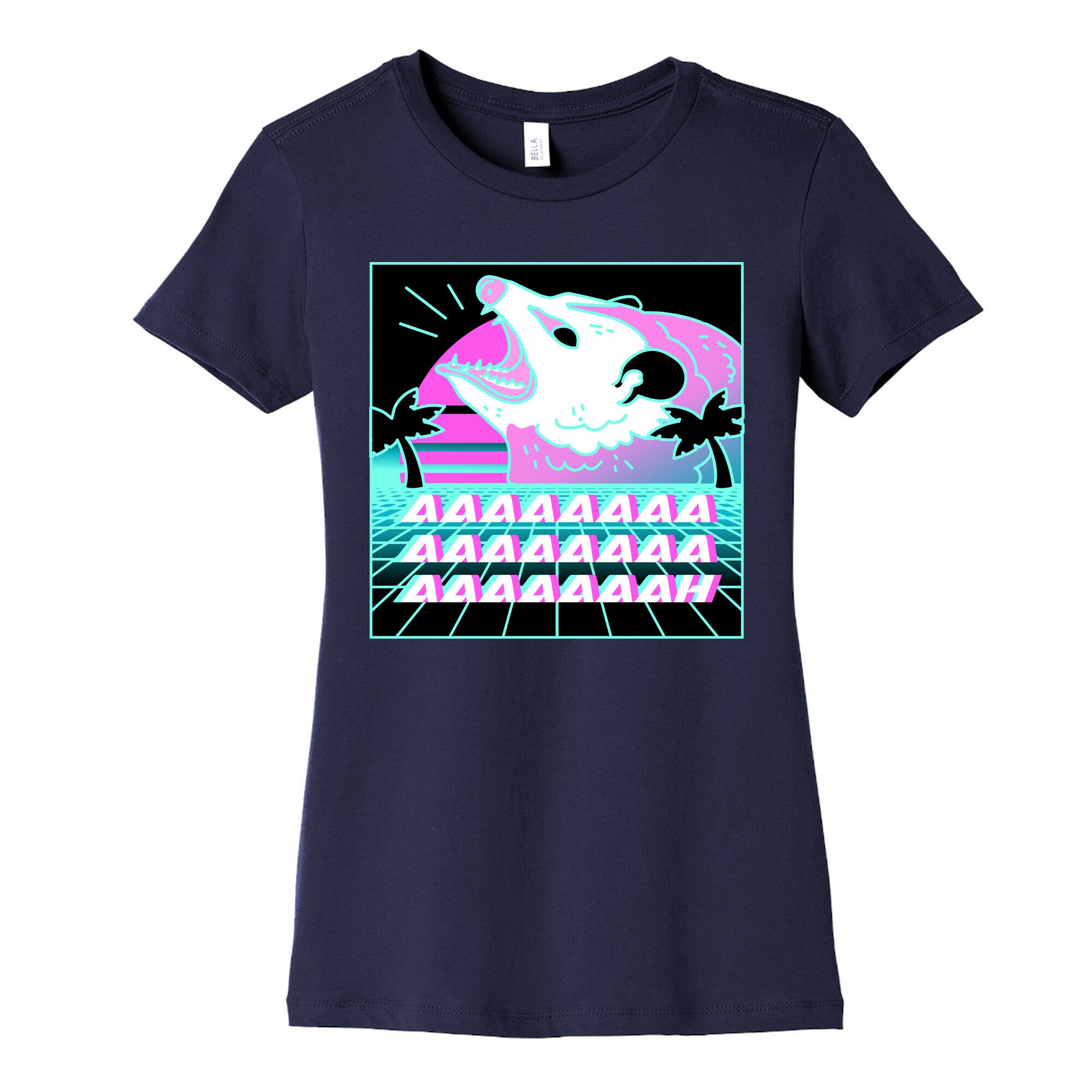 Screaming Retrowave Possum Women's Cotton Tee