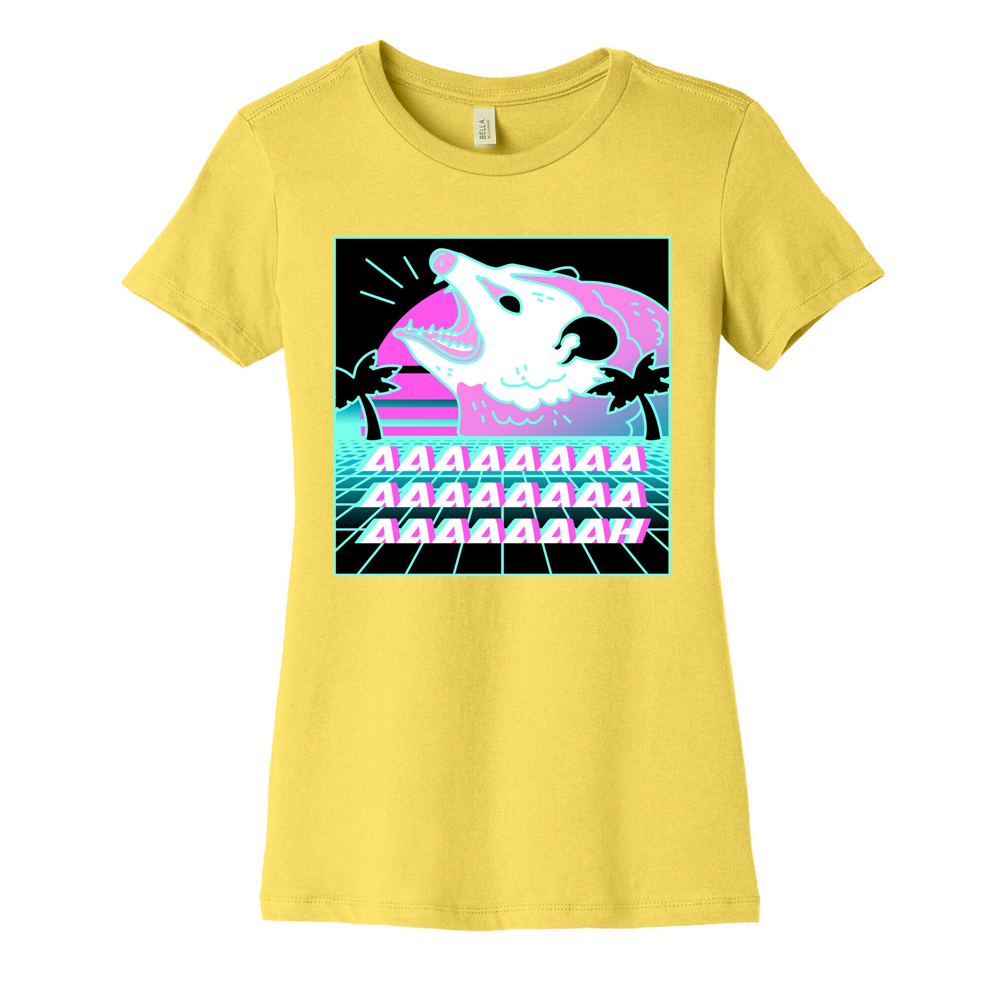 Screaming Retrowave Possum Women's Cotton Tee