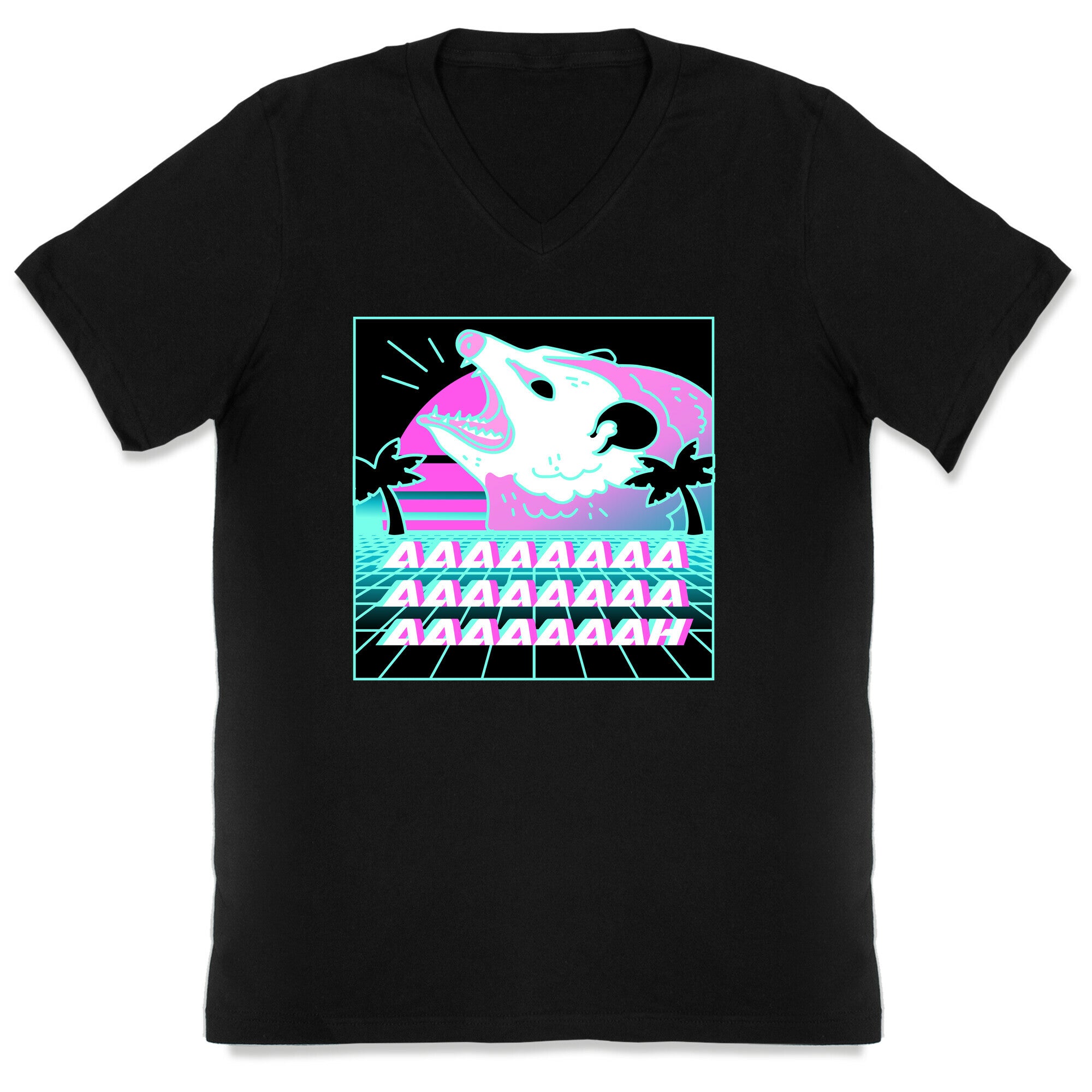 Screaming Retrowave Possum V-Neck