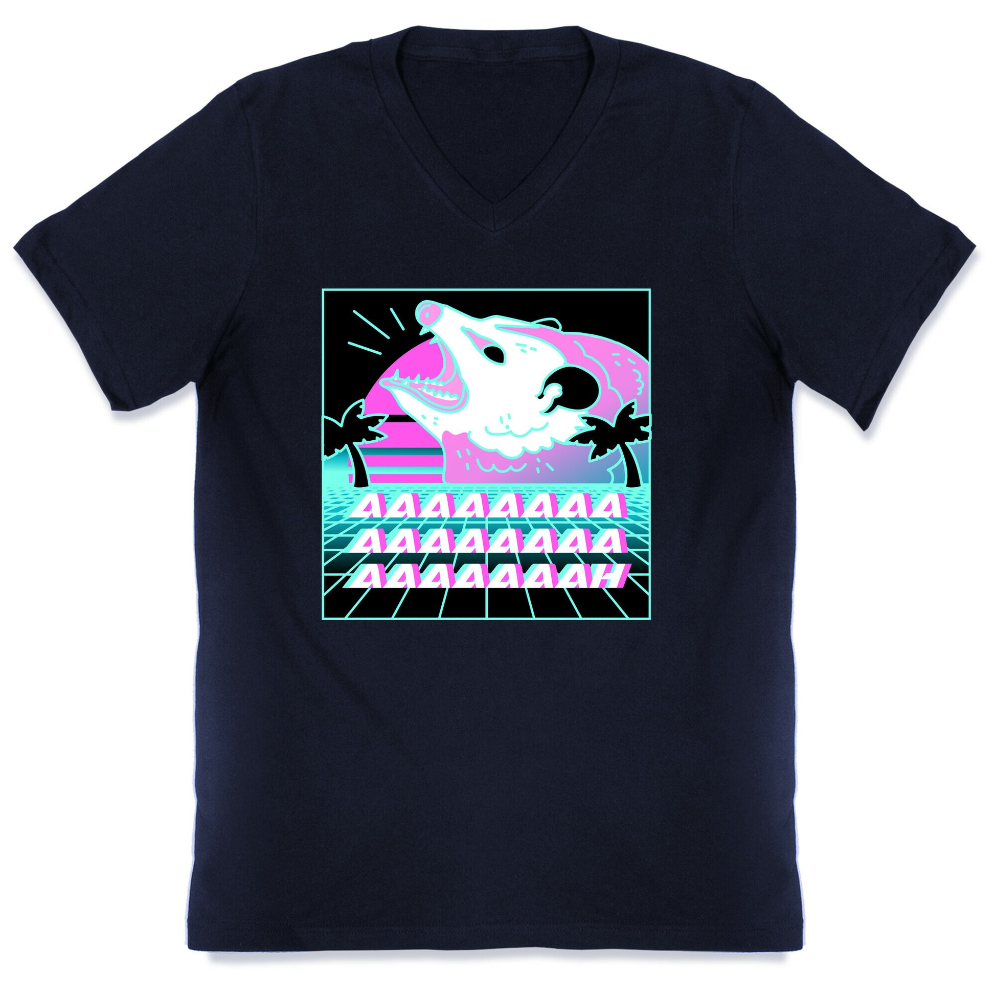 Screaming Retrowave Possum V-Neck