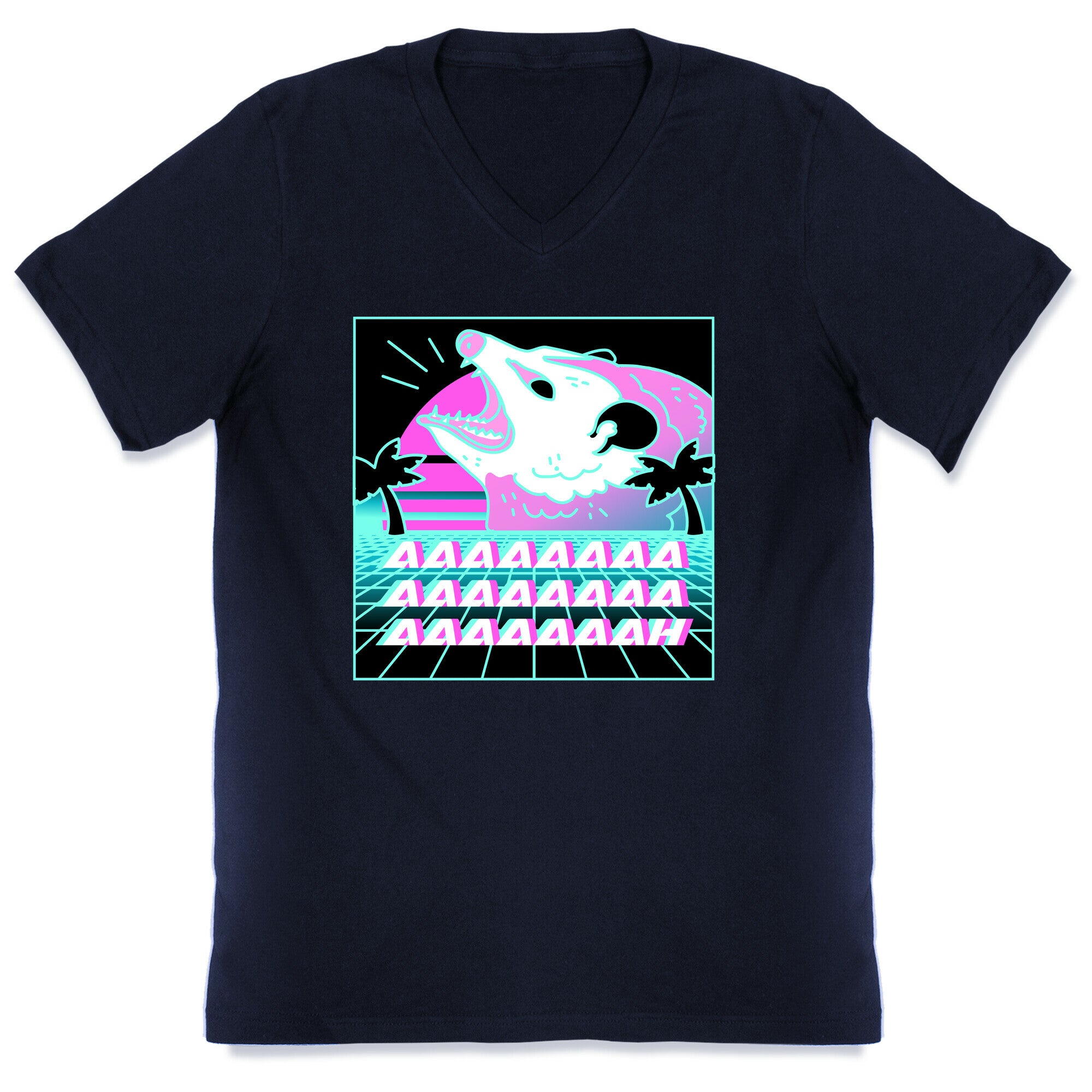 Screaming Retrowave Possum V-Neck