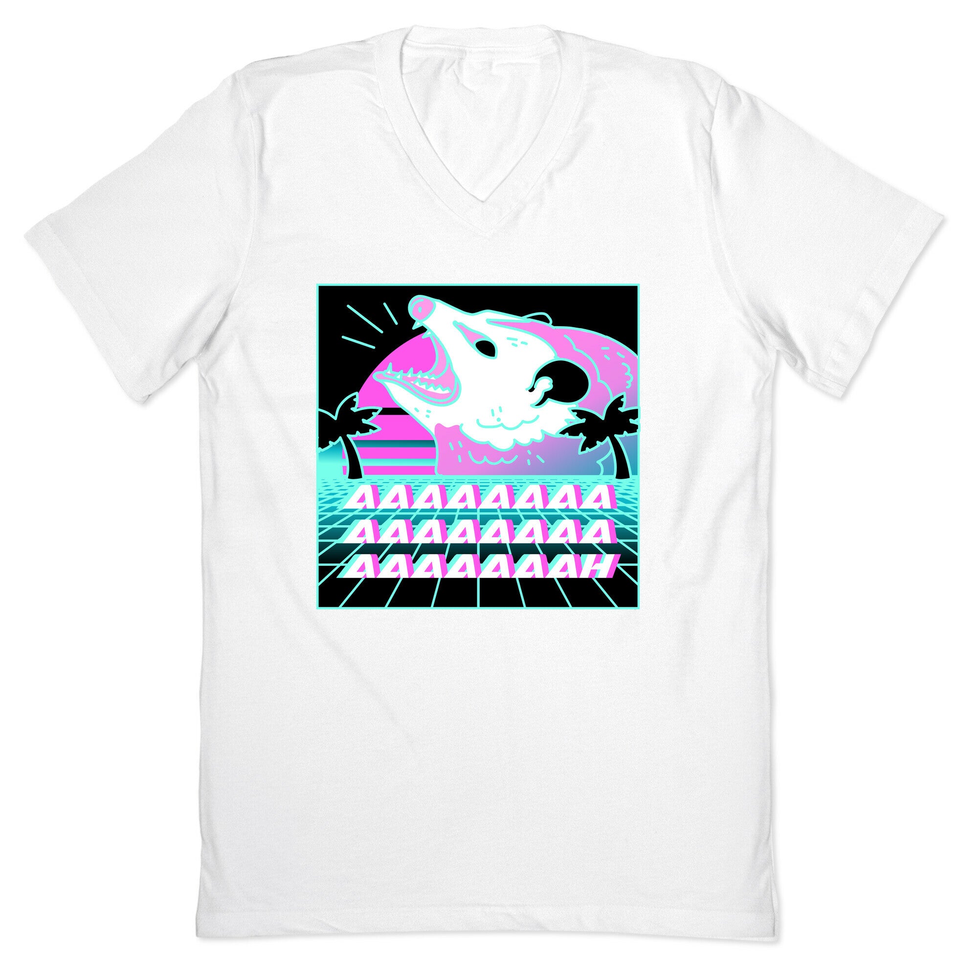 Screaming Retrowave Possum V-Neck