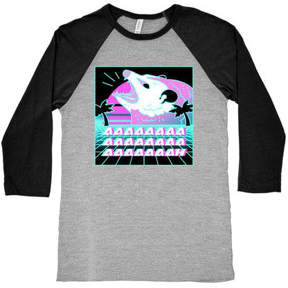 Screaming Retrowave Possum Baseball Tee