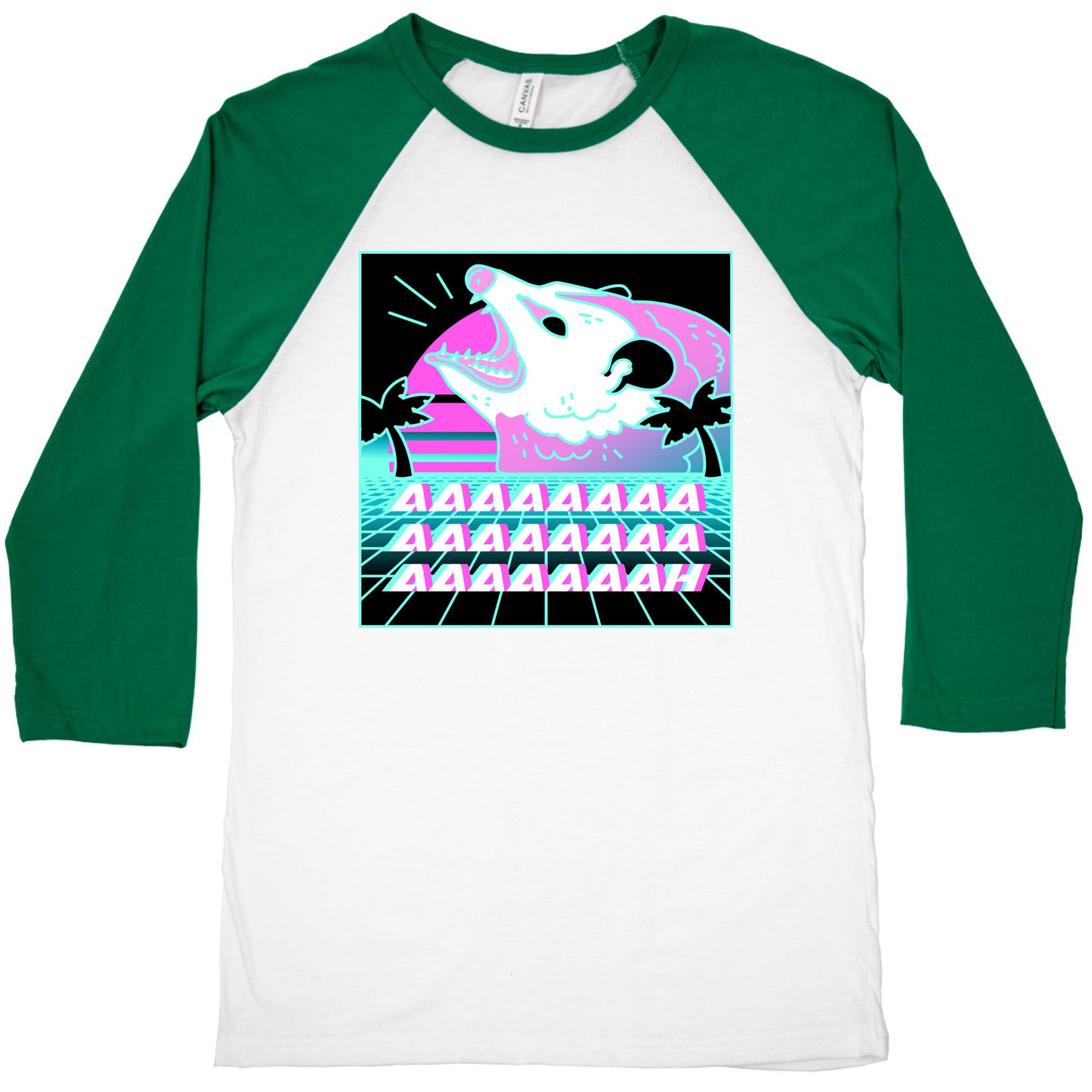 Screaming Retrowave Possum Baseball Tee